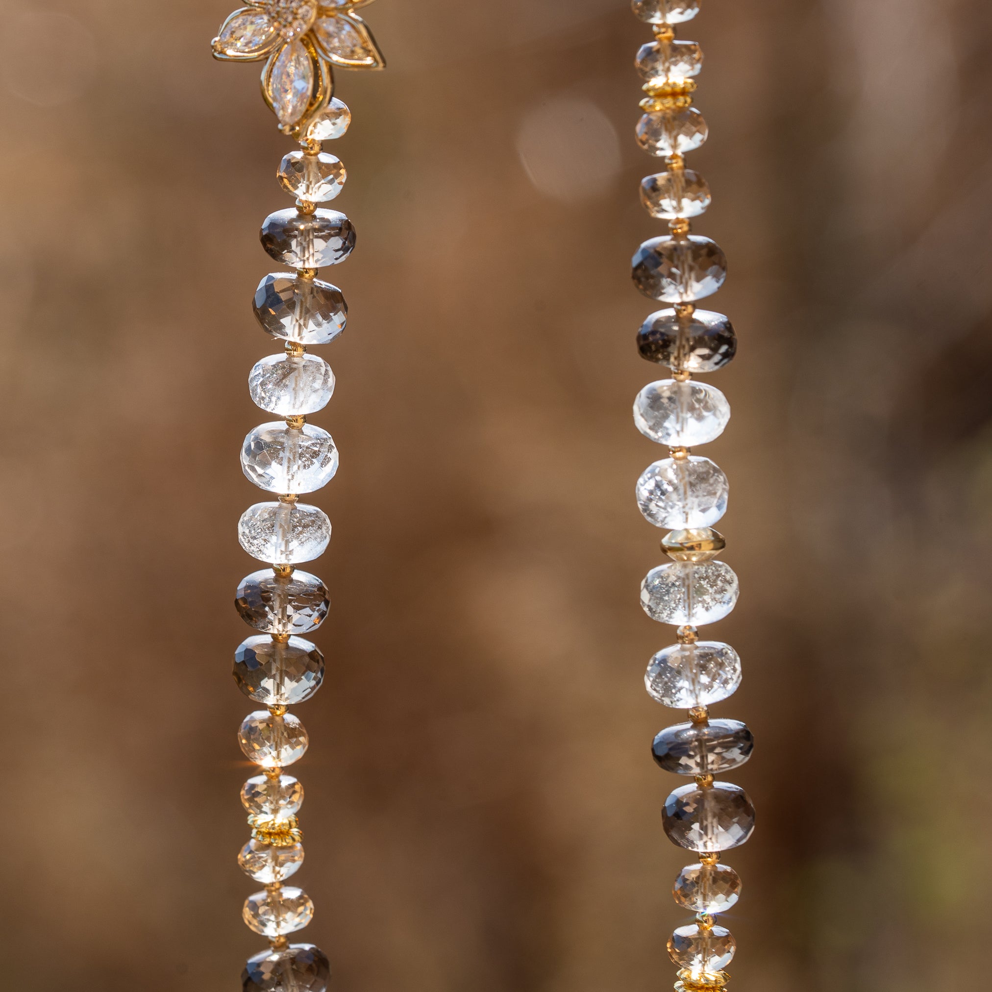 Kit collier en Citrine naturelle, Cristal de roche et Quartz fumé ♡