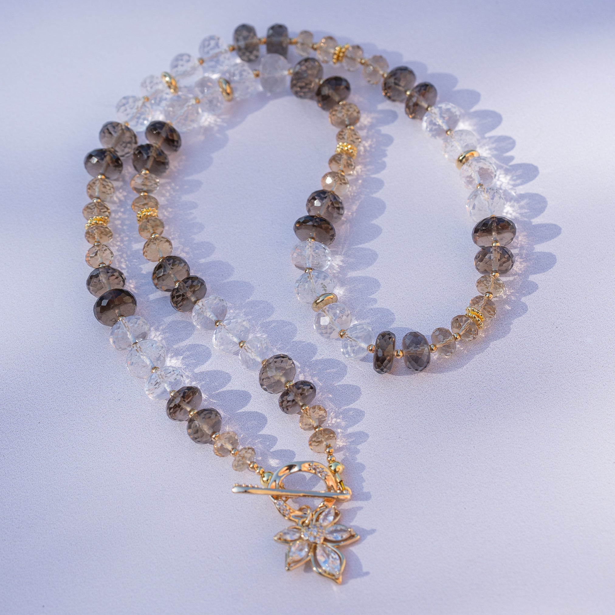 Kit collier en Citrine naturelle, Cristal de roche et Quartz fumé ♡
