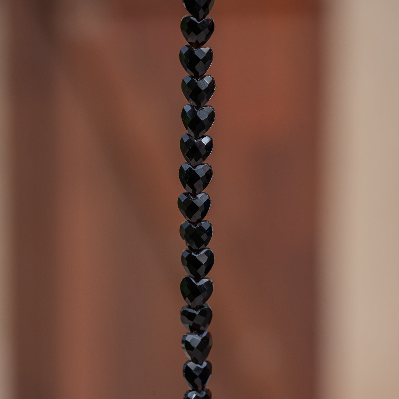 Perles ♡ facettes en Obsidienne noire de 8 mm ( lot de 4 perles )