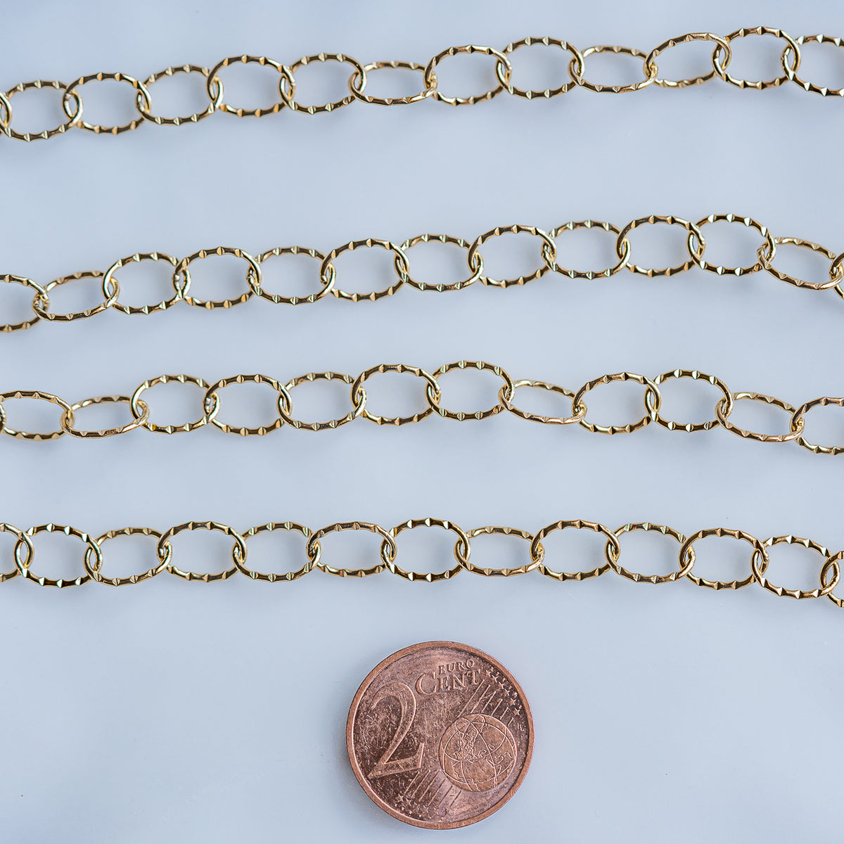 Chaine grosse maille fantaisie en acier inoxydable plaqué or 18k ( 50 cm )
