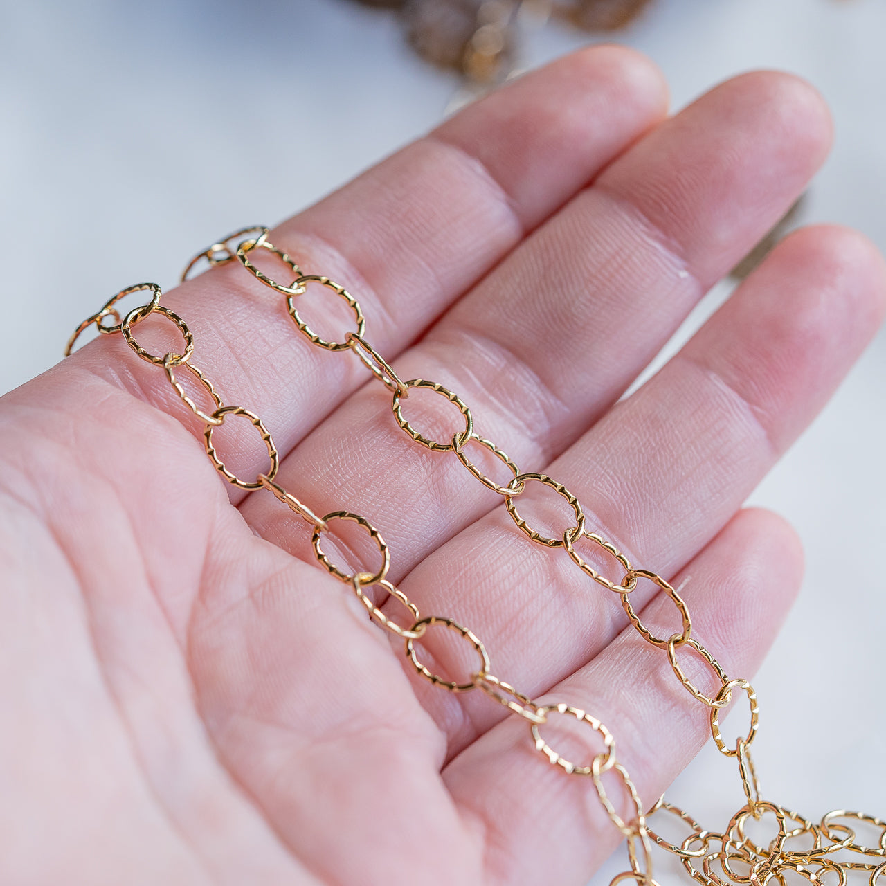 Chaine grosse maille fantaisie en acier inoxydable plaqué or 18k ( 50 cm )