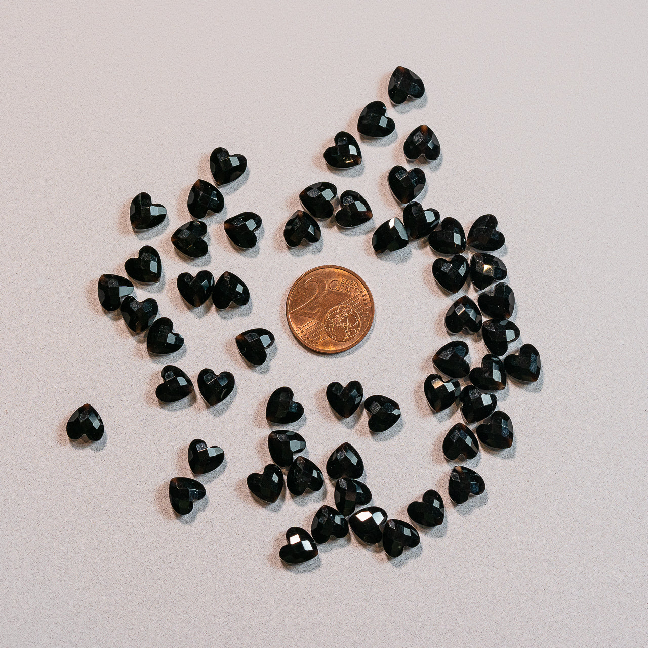 Perles ♡ facettes en Obsidienne noire de 8 mm ( lot de 4 perles )