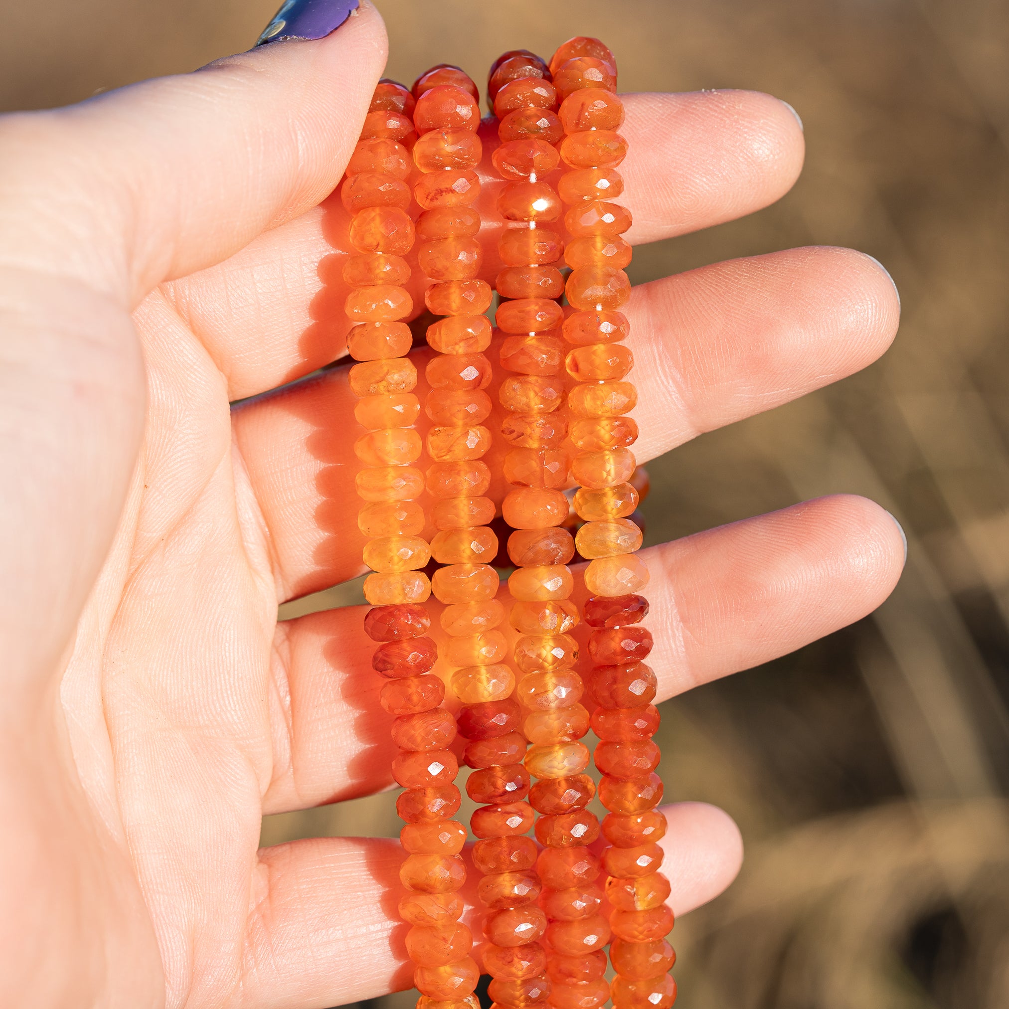 Fils de 40,5 cm de perles rondelles facettes de Cornaline de env 6,5/9 x 3,5/5 mm