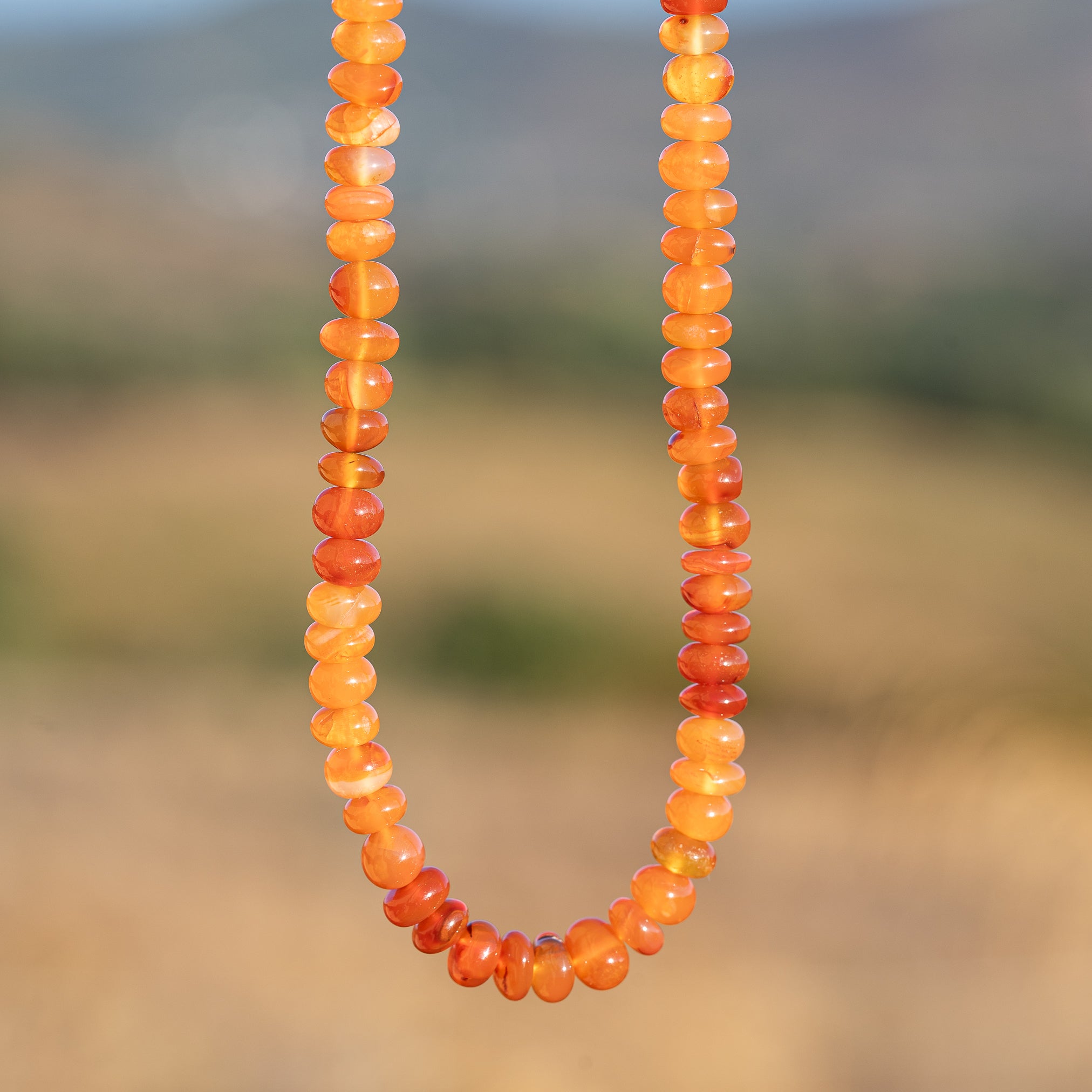 Fil de 33 cm de perles rondelles lisses de Cornaline de env 6/6,5 x 3/5 mm