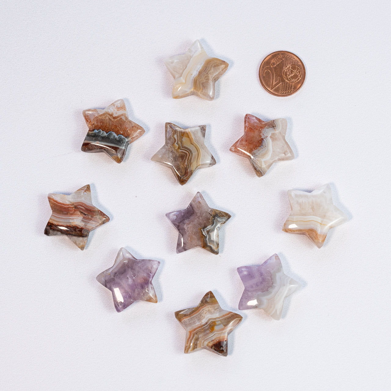 Pendentifs étoiles lisses en Améthyste et agate de 26 mm ( à l&