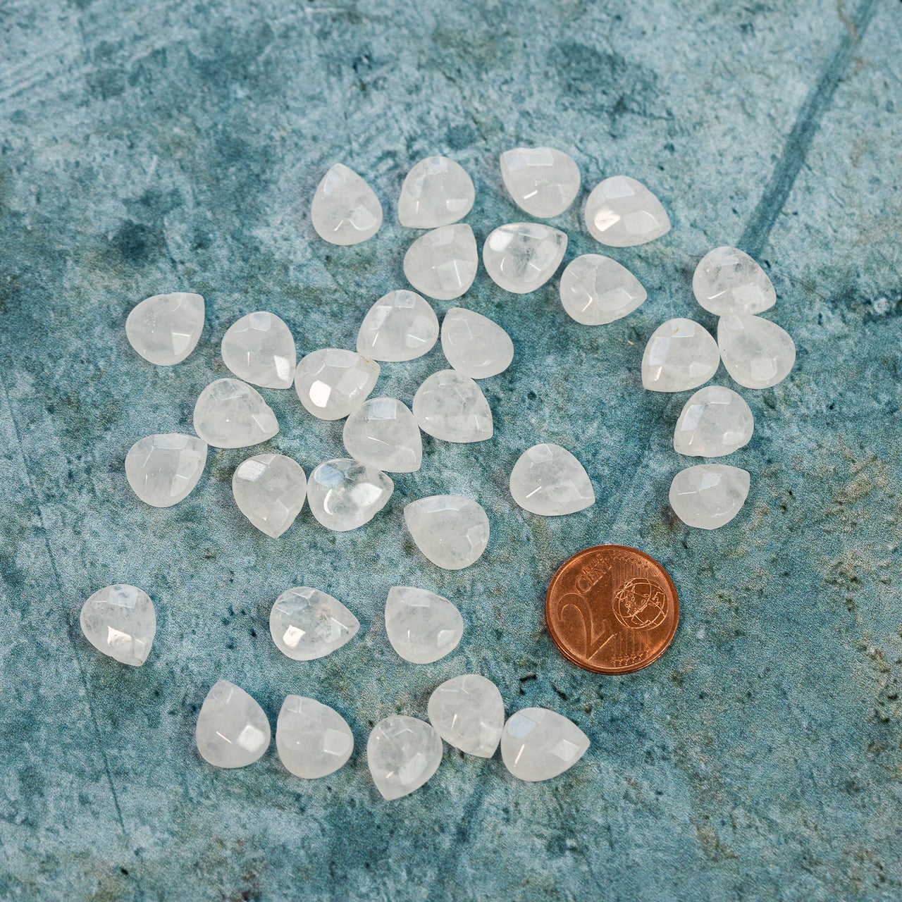 Perles gouttes facettes en cristal de roche de 12 mm ( lot de 2 )