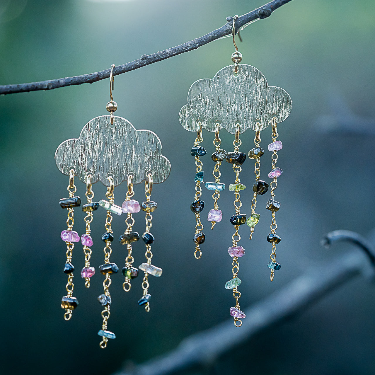 Chaine maille chapelet avec perles de Tourmaline en laiton doré ( vendue par 50 cm )