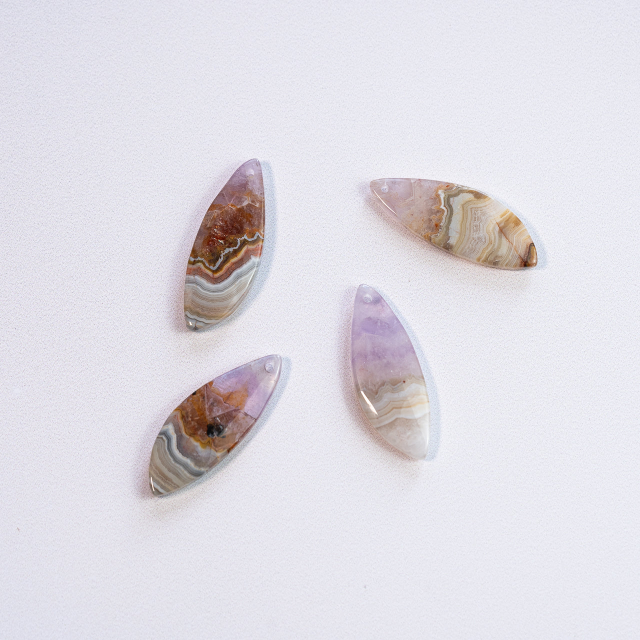 Pendentifs gouttes lisses en Améthyste et agate de 38 x 14 mm ( à l&