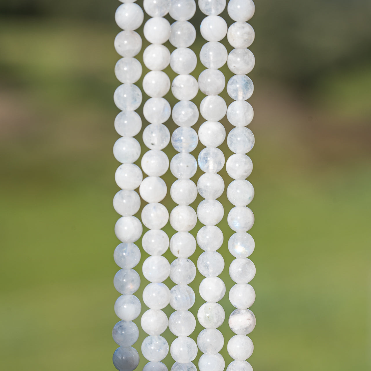 Perles rondes lisses de Labradorite blanche de 6 mm ( rang de env 60 perles )