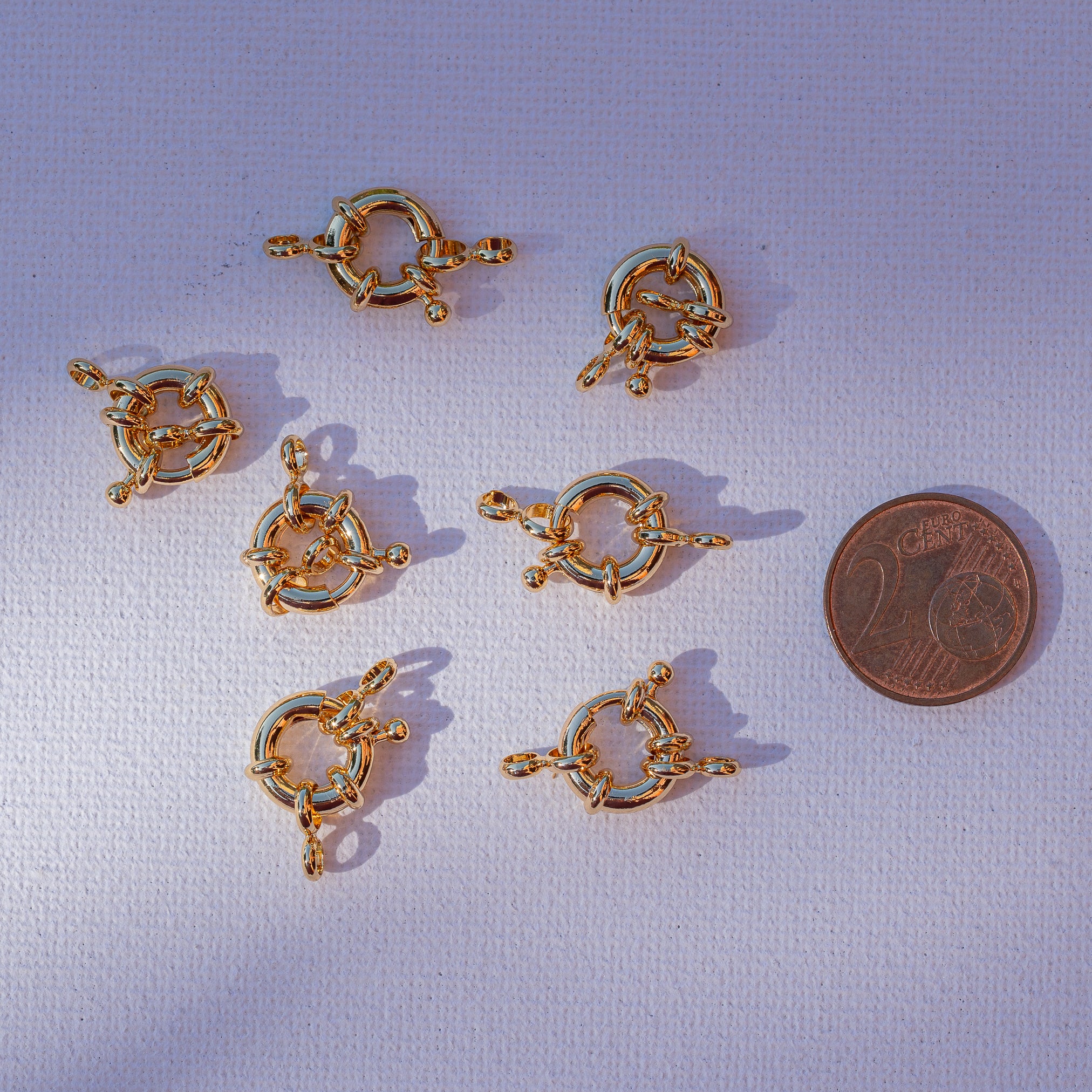 Fermoirs roue en laiton plaqué or 18k de 11 x 2,5 mm ( à l&