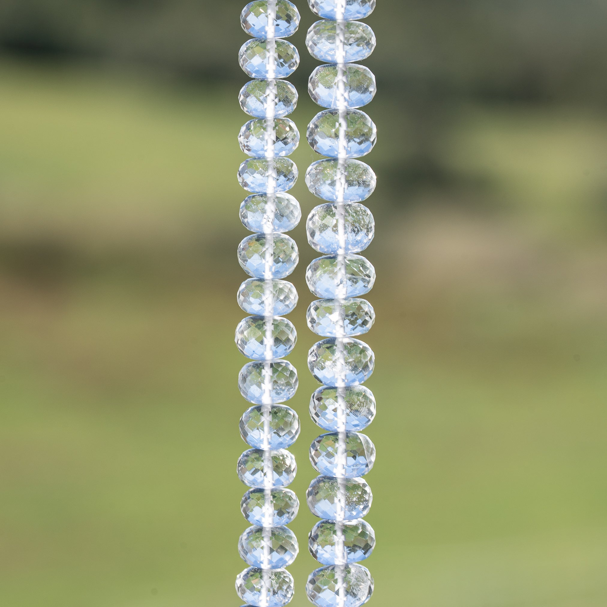 Fils de 20 cm de perles rondelles facettes de cristal de roche de env 7/8 mm
