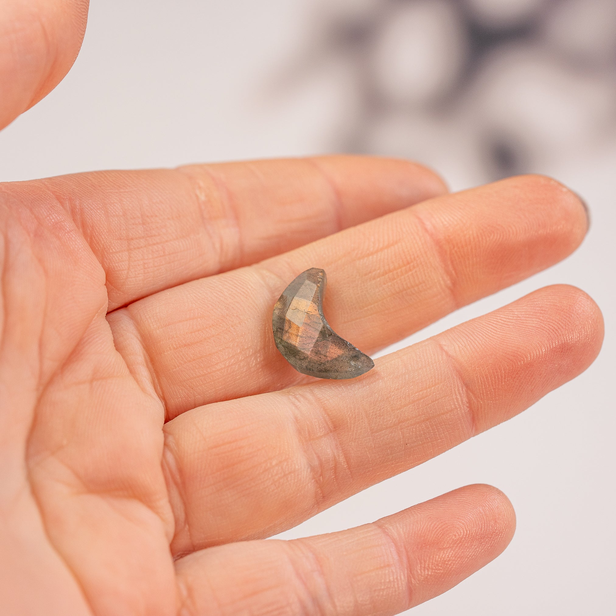 Les " Nidhih " lunes en Labradorite de env 17 mm ( à l&