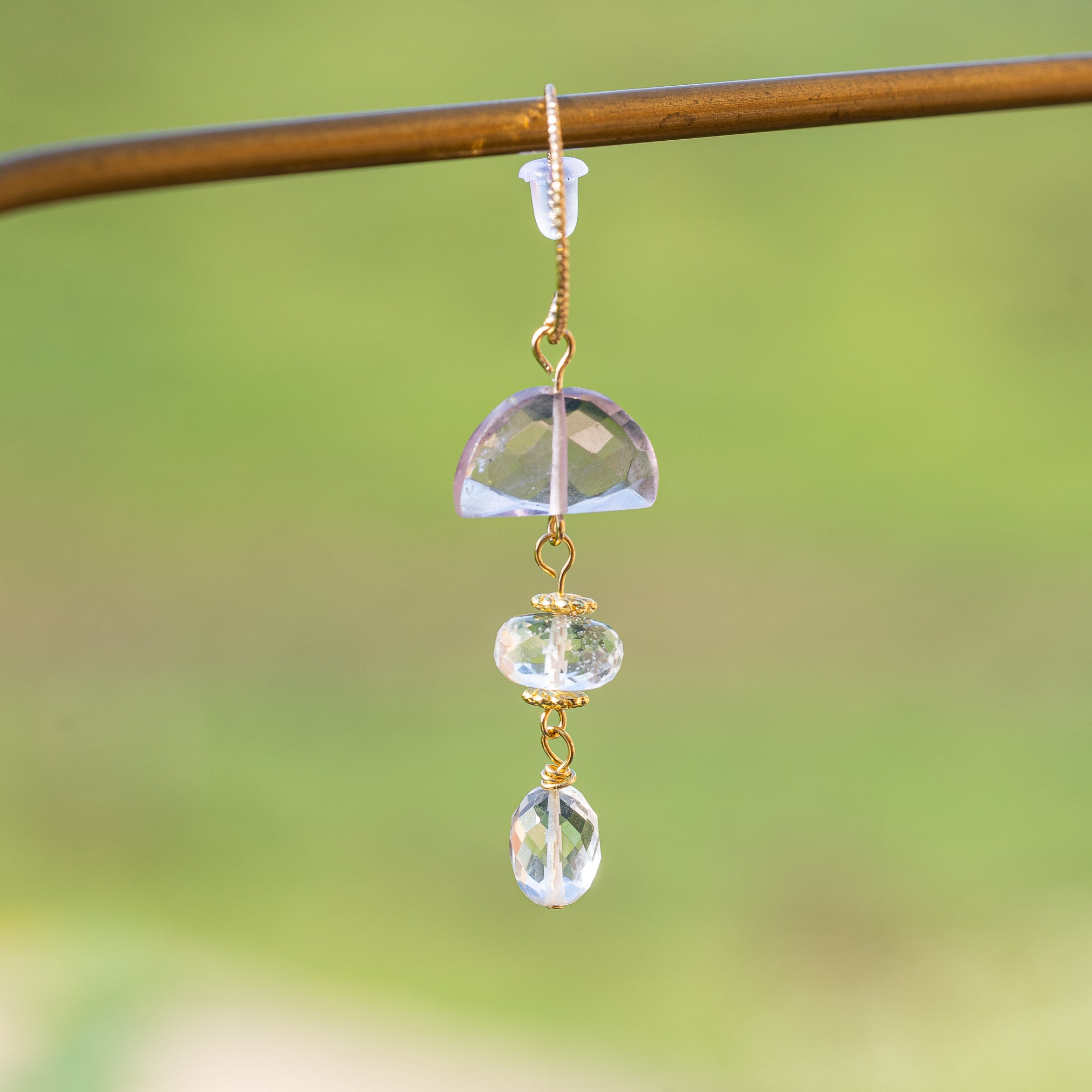 Fils de 20 cm de perles rondelles facettes de cristal de roche de env 7/8 mm