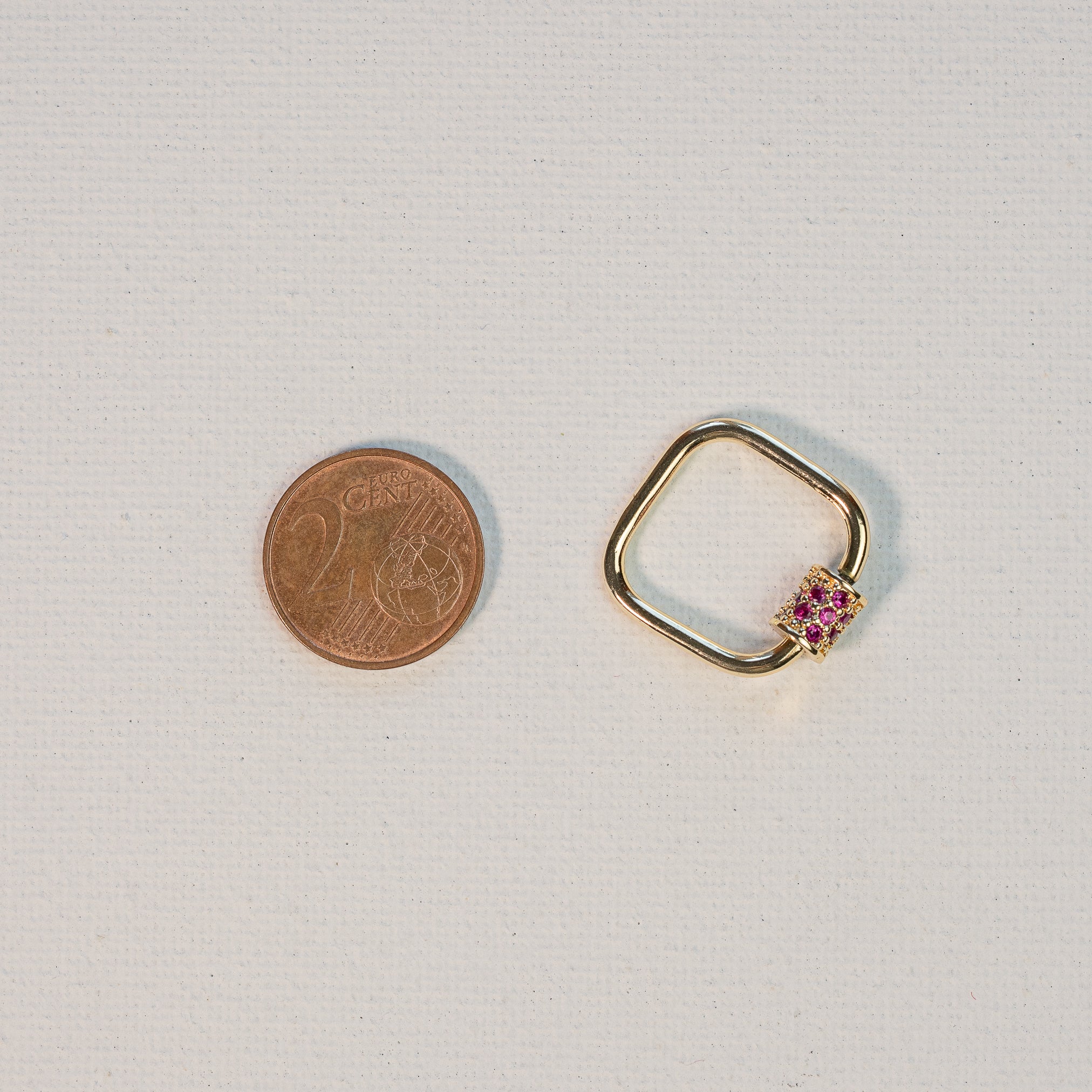 Fermoir mousqueton à vis carré en laiton plaqué or 18k et zirconium rose de 20 mm ( à l&