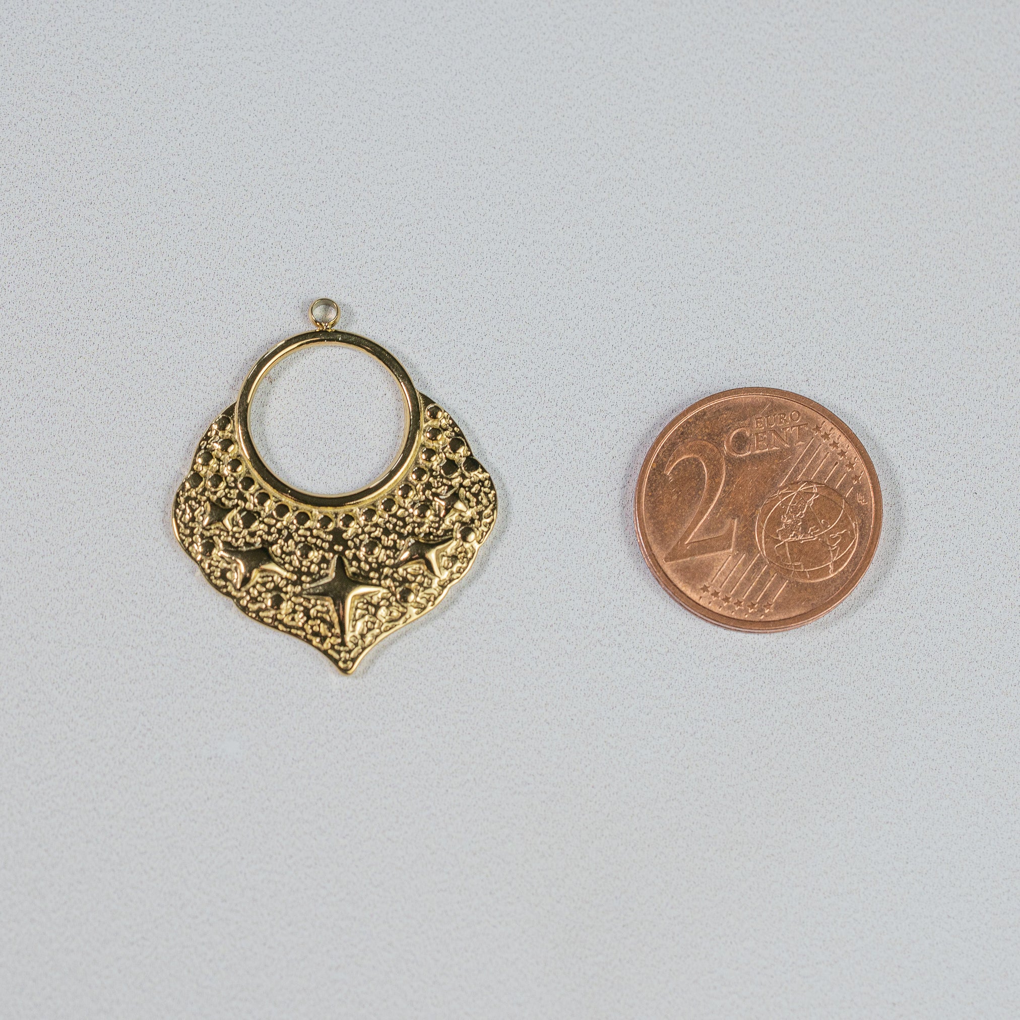 Breloques gouttes/étoiles en acier inoxydable plaqué or 18k de 29,5 mm ( à l&
