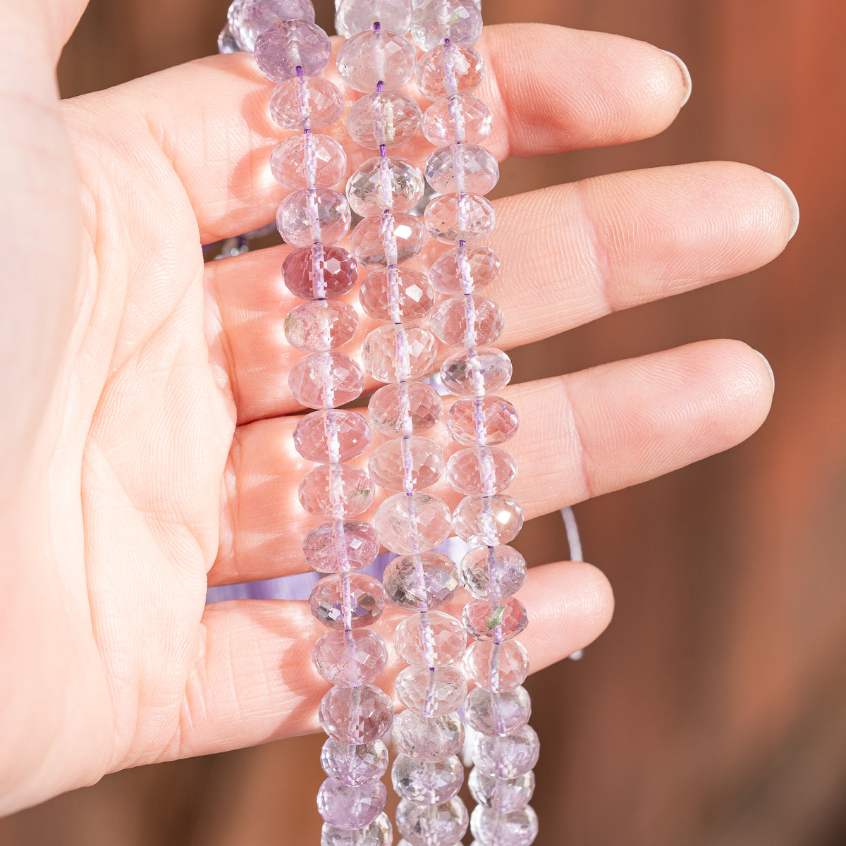 Perles rondelles facettes en Améthyste lilas de 8 à 9 mm au choix ( lot de 2 perles )