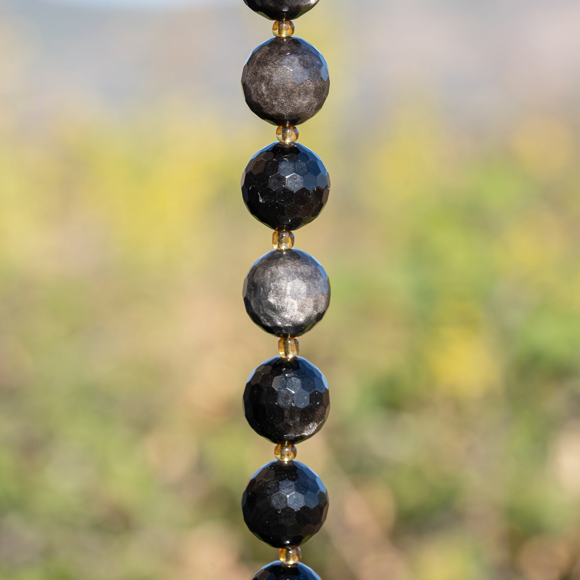 Perles rondes facettes en Obsidienne au choix de 15,5 mm ( à l&