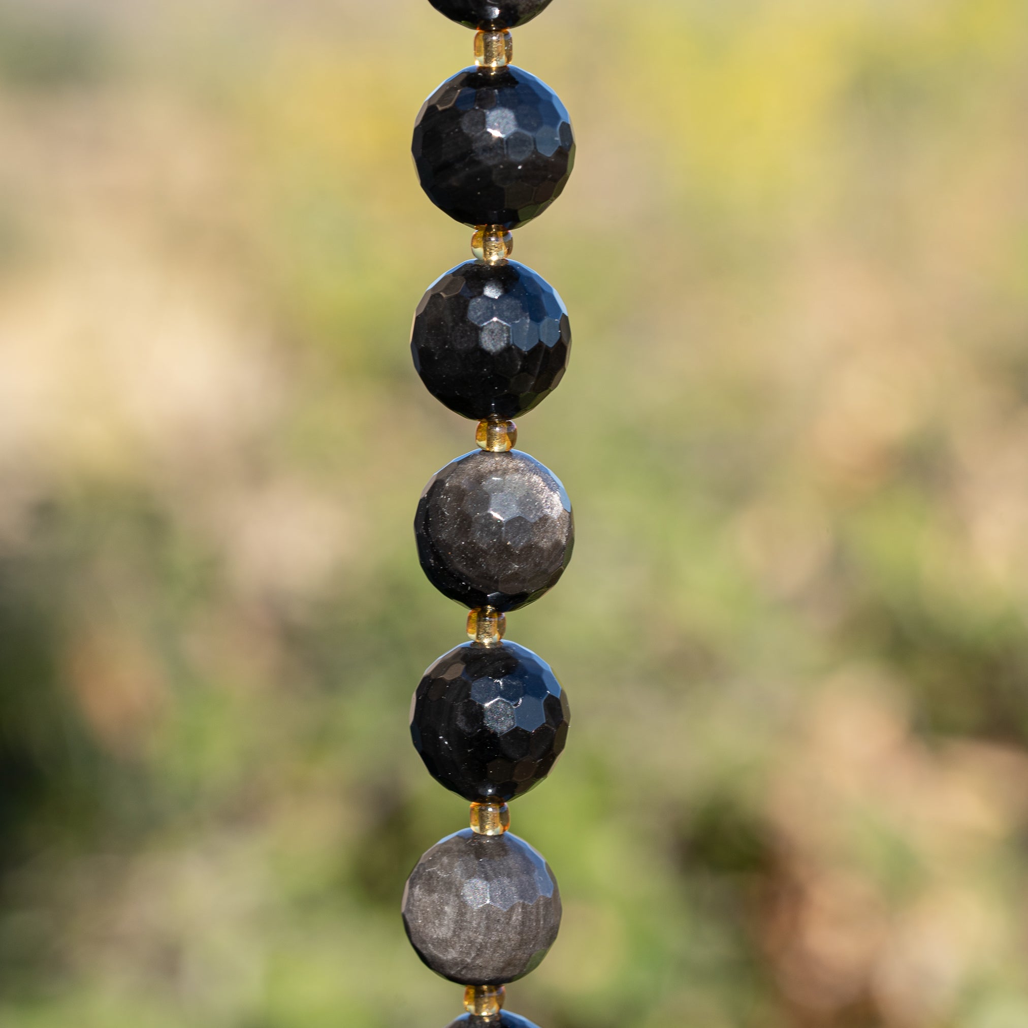 Perles rondes facettes en Obsidienne au choix de 15,5 mm ( à l&
