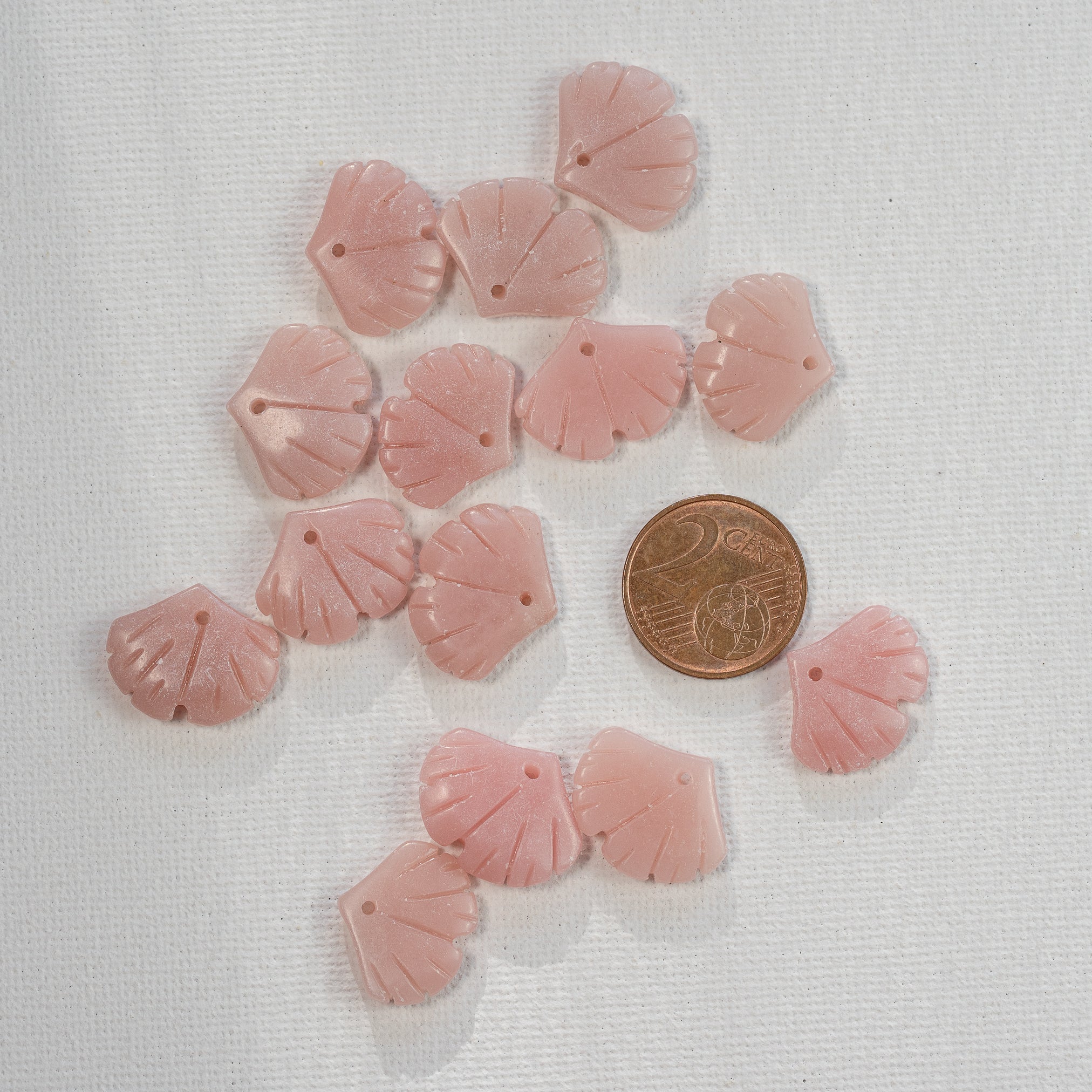 Pendentif feuille de Ginkgo en Opale rose de 17/18 mm ( à l&