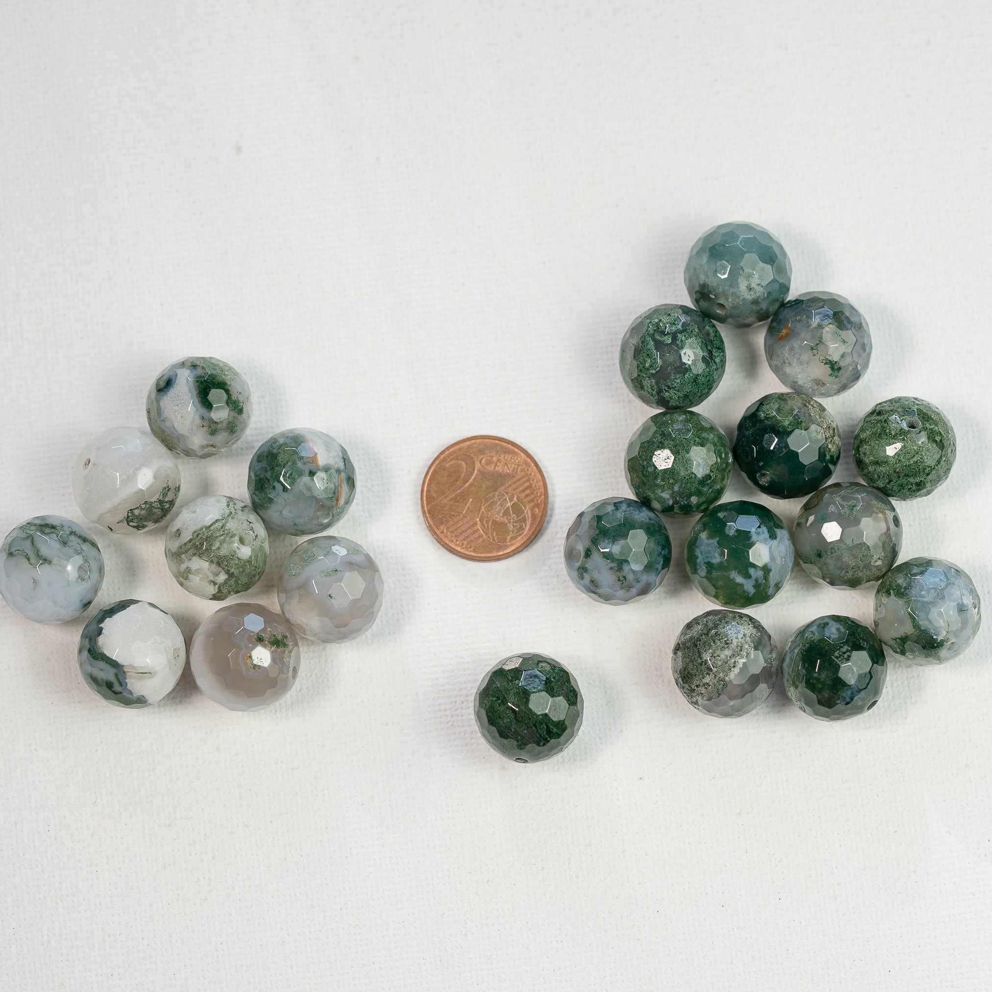 Perles rondes facettes en Agate mousse de 15,5 mm ( à l&