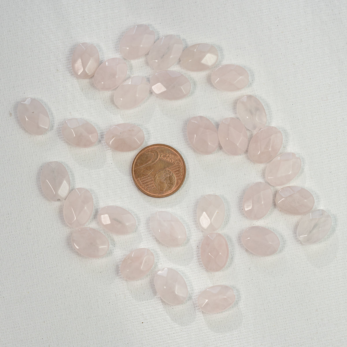 Perles ovales facettes de Quartz rose de env 13/14 mm ( lot de 2 )