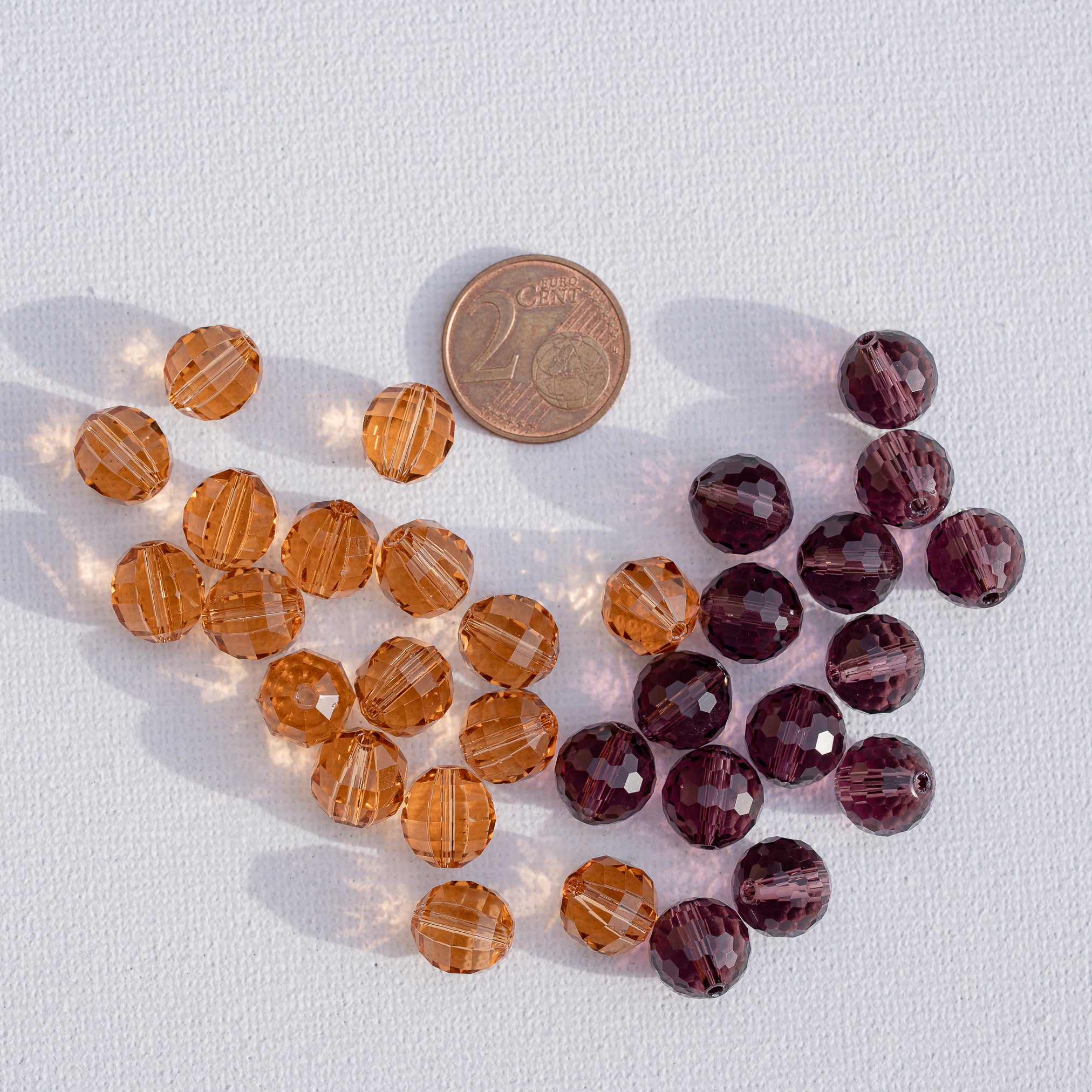 Perles rondes facettes en verre K9 de 10 mm couleur au choix ( lot de 2 )