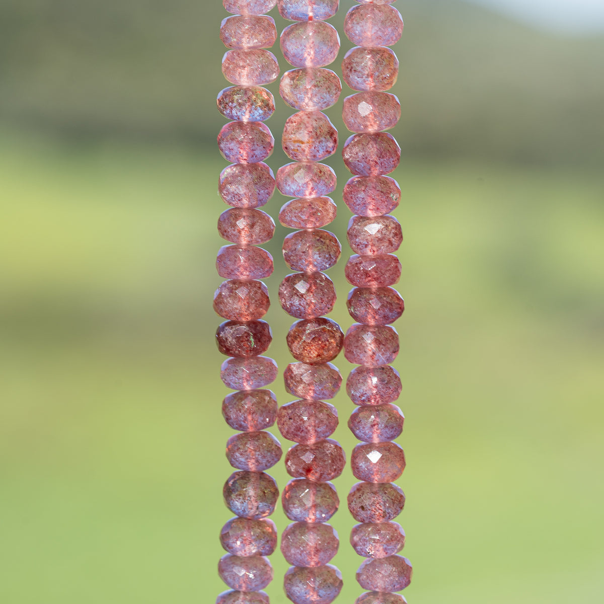 Perles rondelles facettes de Quartz fraise de env 8/8,5 x 5/6 mm ( lot de 4 )