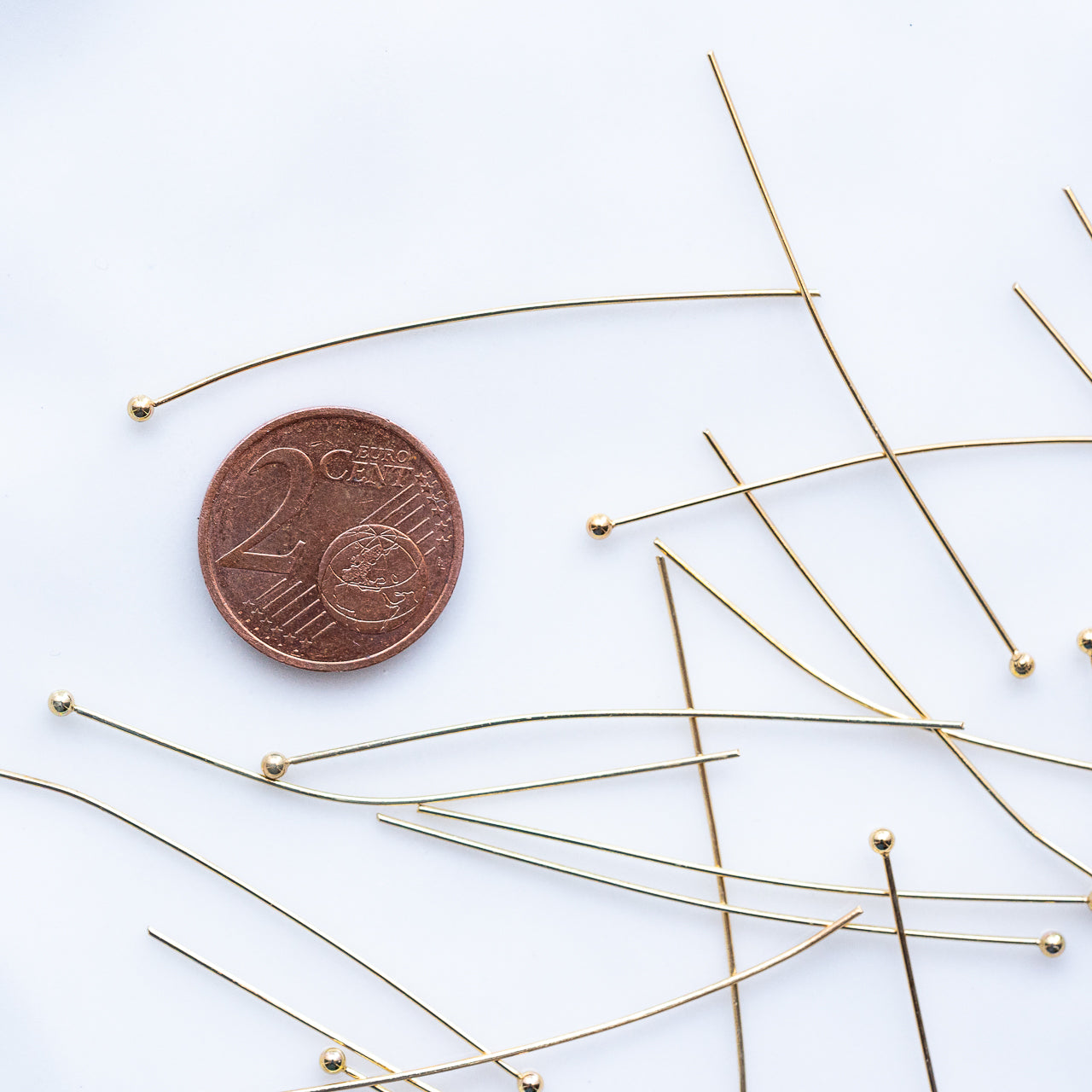 Clous tête boule en acier inoxydable plaqué or 18k de 60 x 0,5 mm ( lot de 10 )