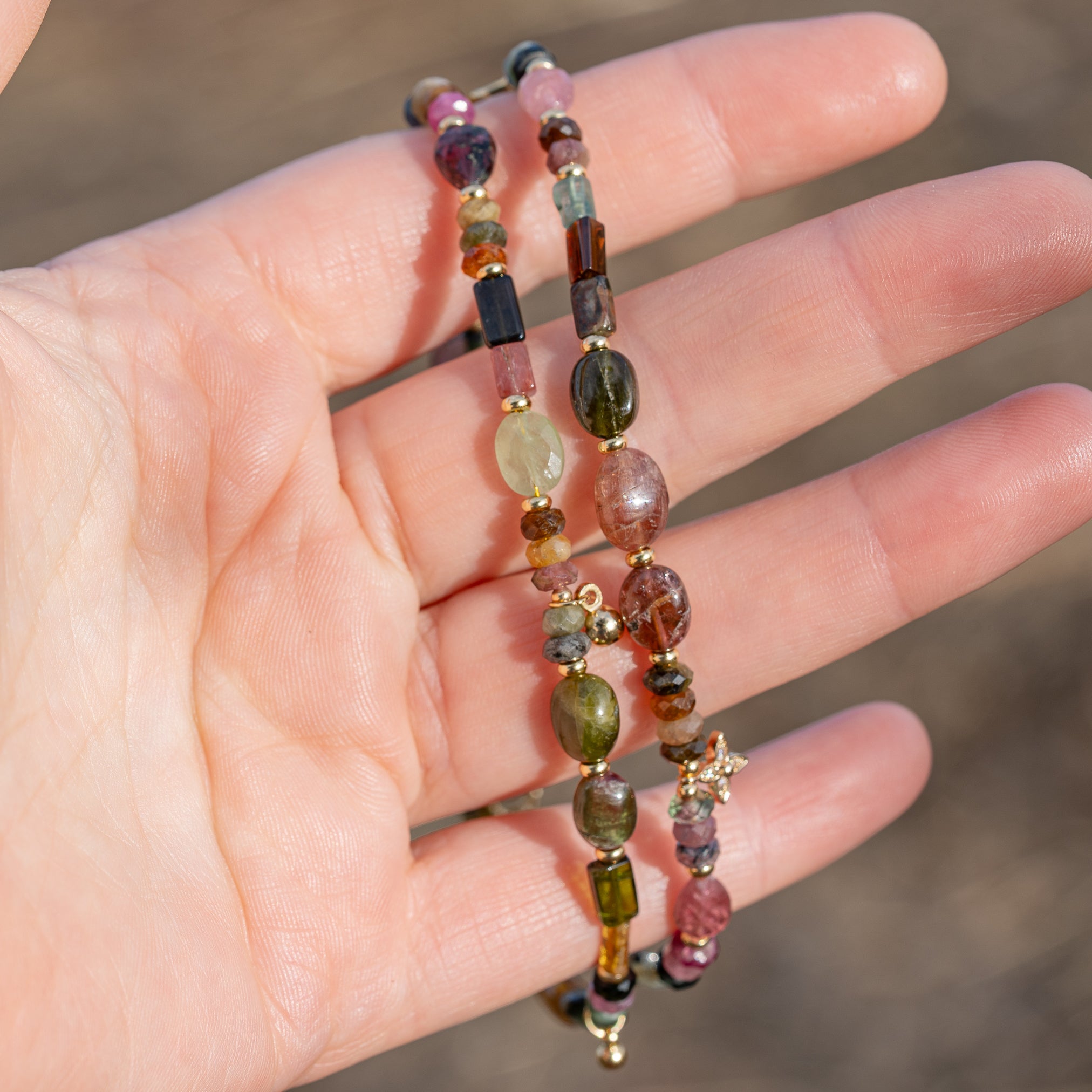 Collier coloré en Tourmaline multicolore différentes formes et tailles ✨