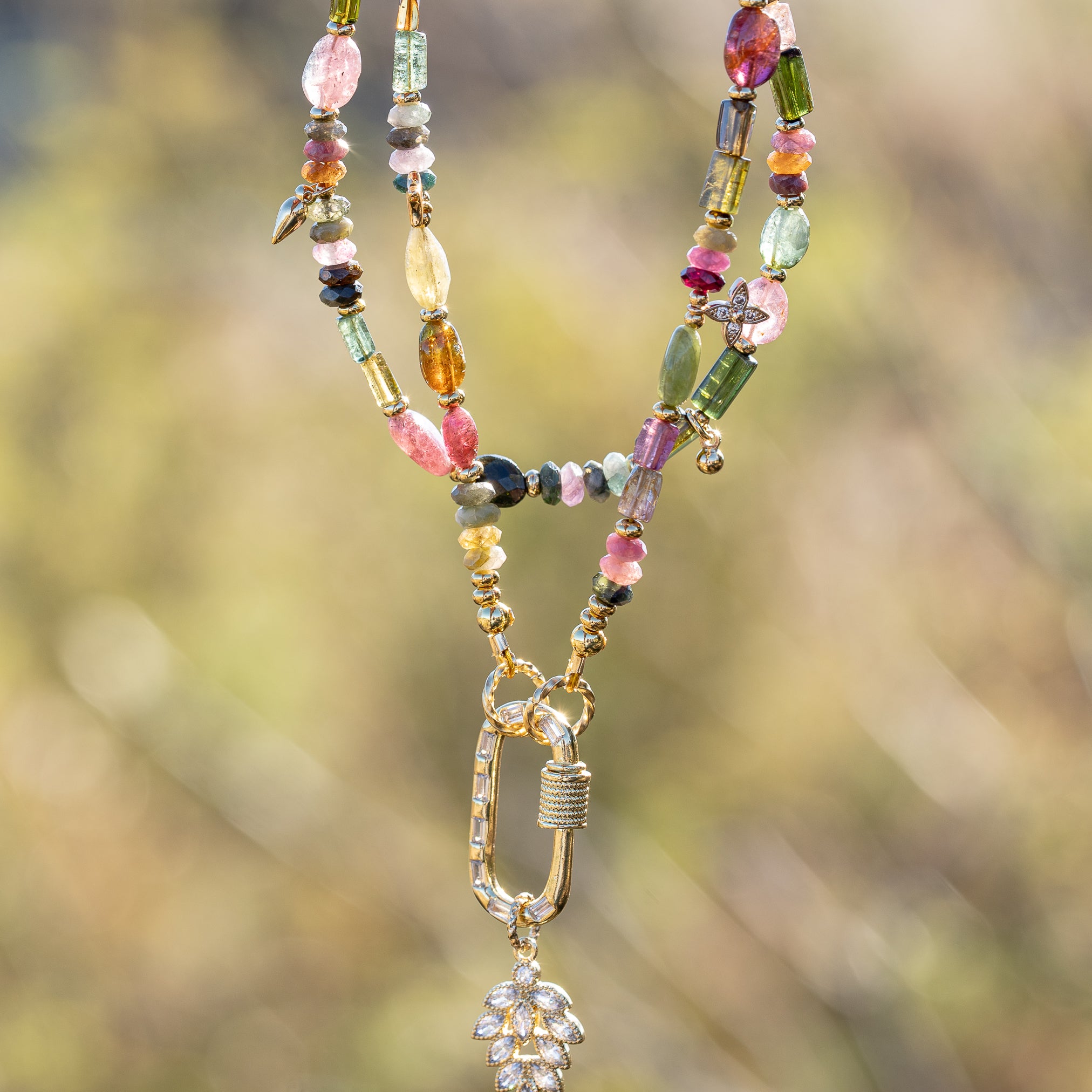 Collier bohème en Tourmaline multicolore différentes formes et tailles ✨