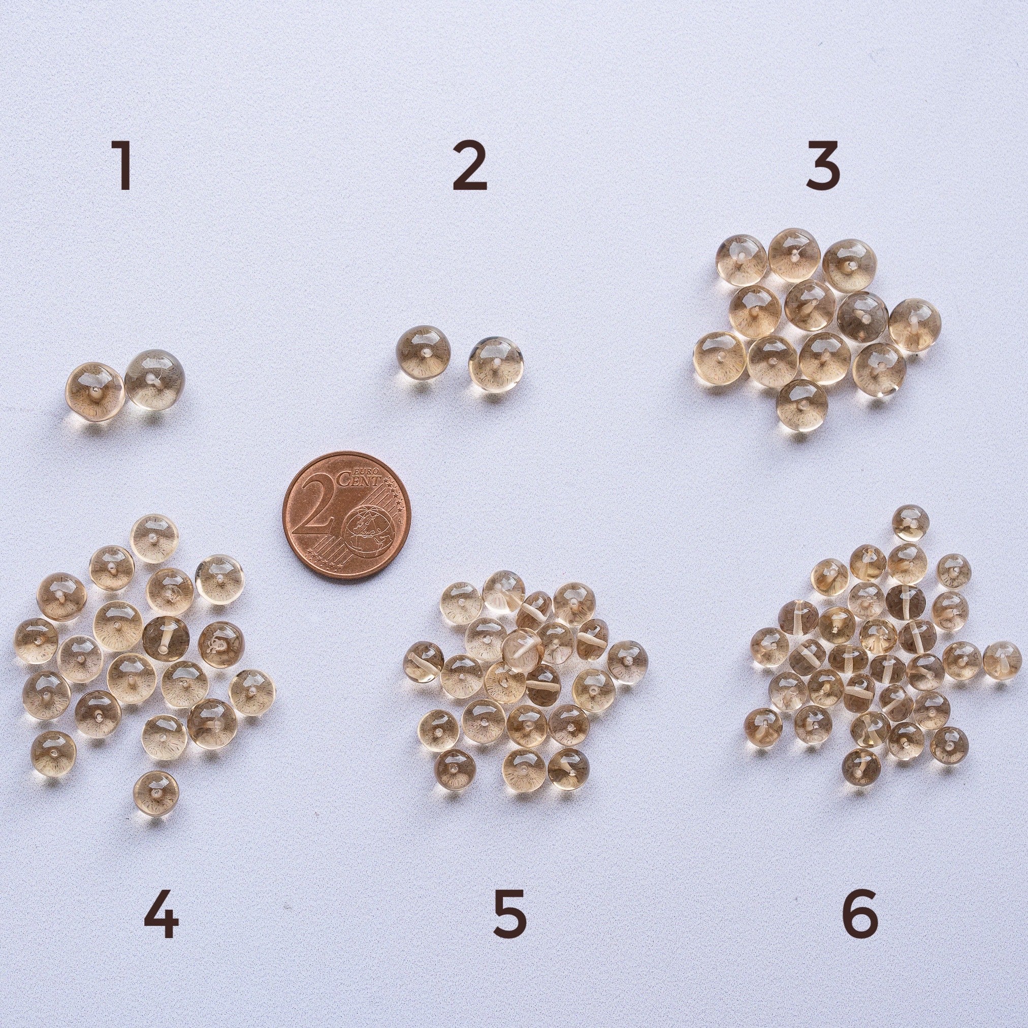 Perles rondelles lisses de Citrine naturelle de 5 à 8,5 mm ( lot de 2 perles )