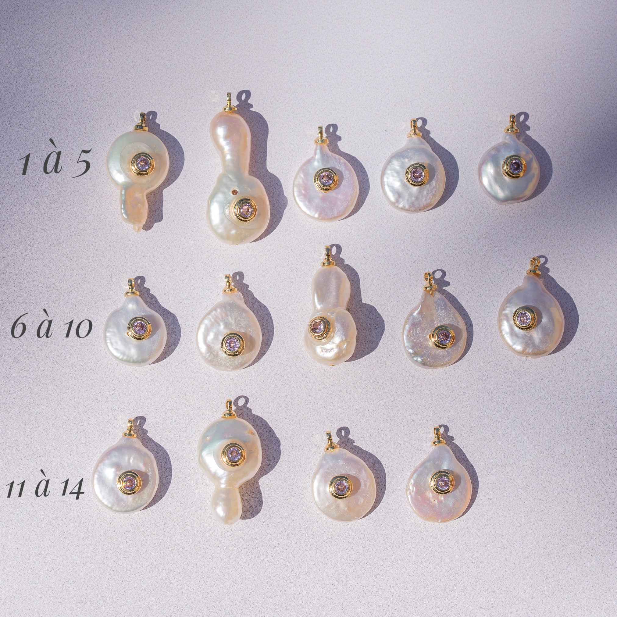 Pendentifs en laiton plaqué or 18k, perles d&