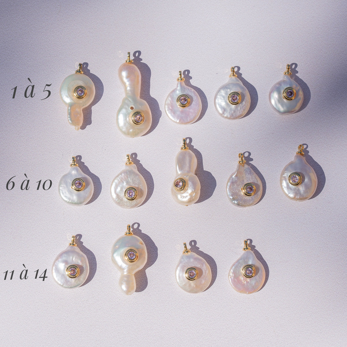 Pendentifs en laiton plaqué or 18k, perles d&