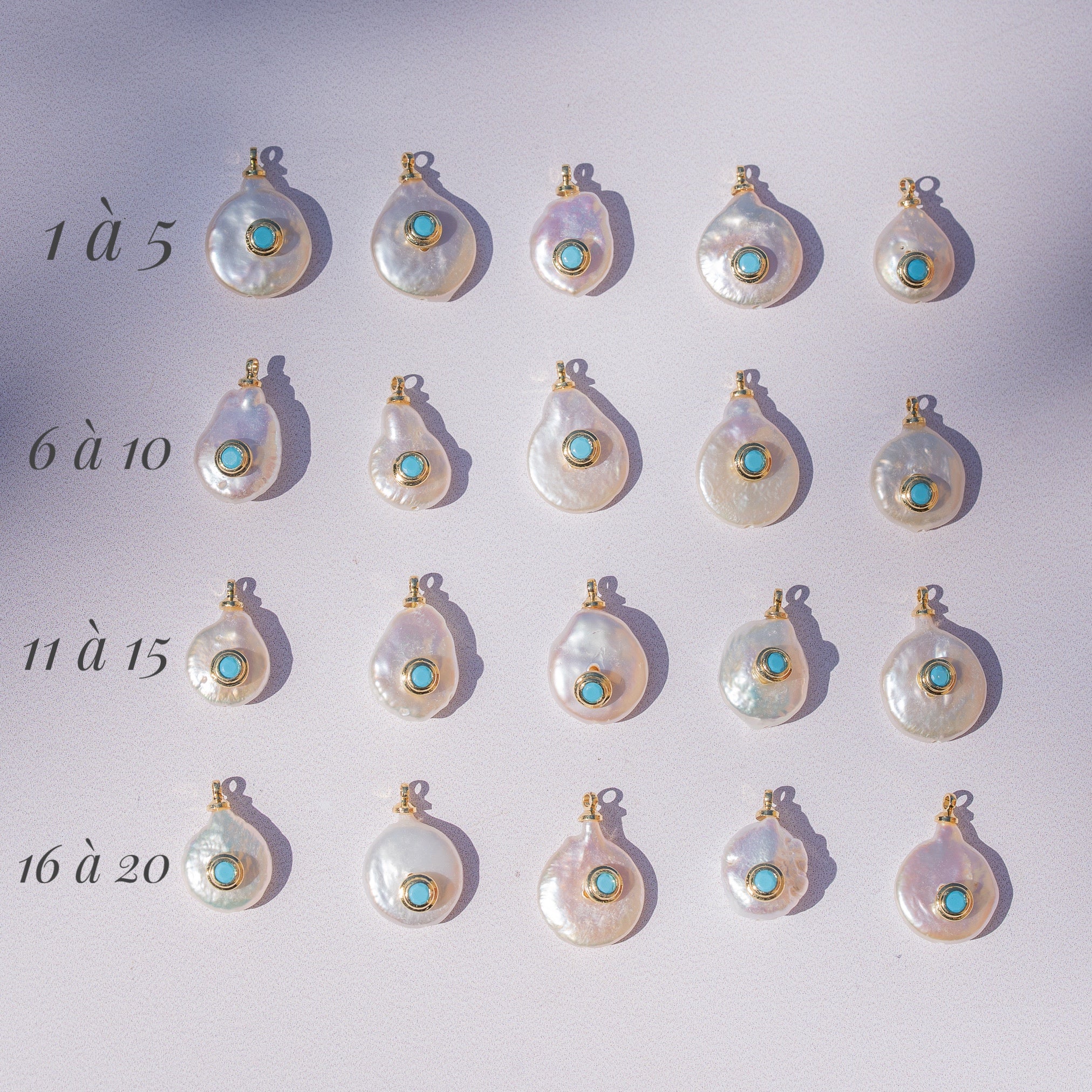 Pendentifs en laiton plaqué or 18k, perles d&
