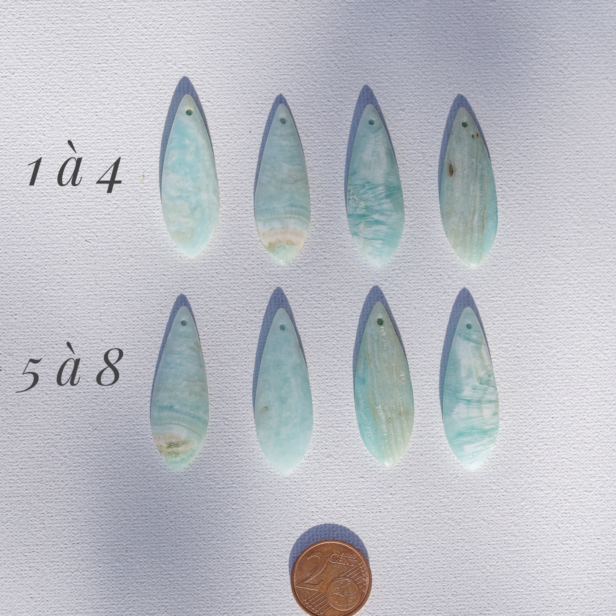 Pendentifs gouttes lisses en Hémimorphite de 37,5 mm au choix ( à l&