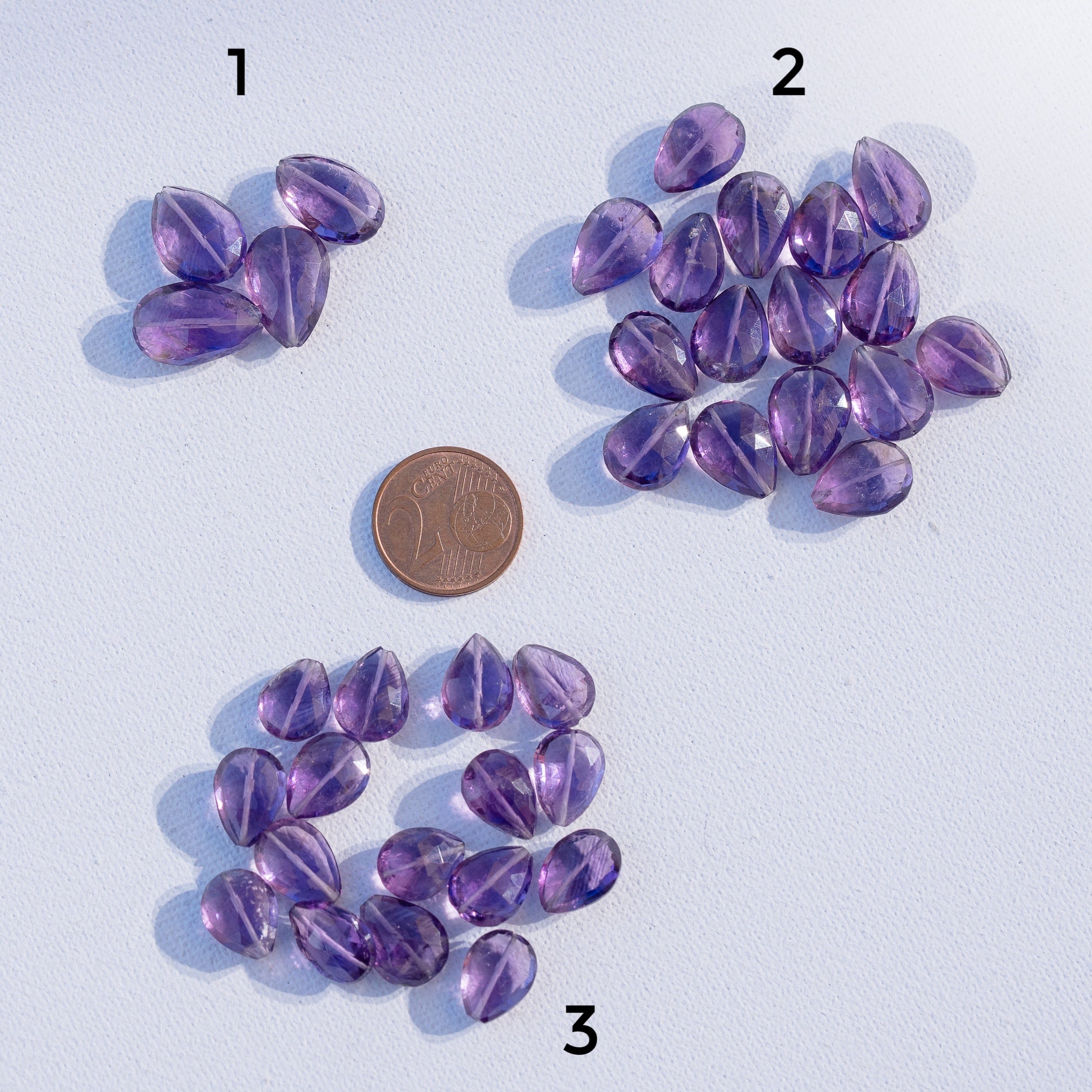 Perles gouttes facettes en Améthyste de env 11 à 16 mm ( à l&