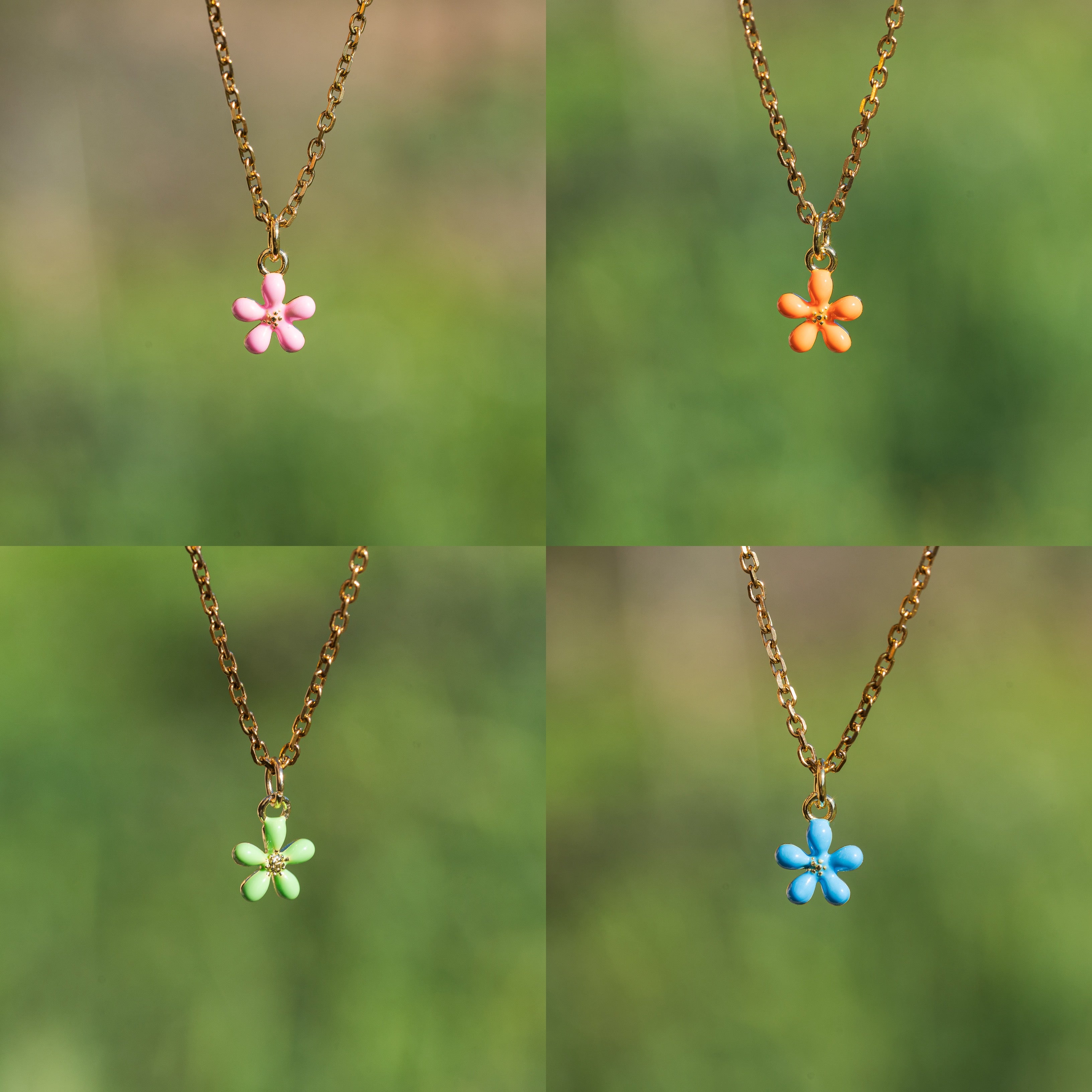 Petites breloques fleurs émaillées en laiton plaqué or 18k de 11,5 mm au choix ( à l&
