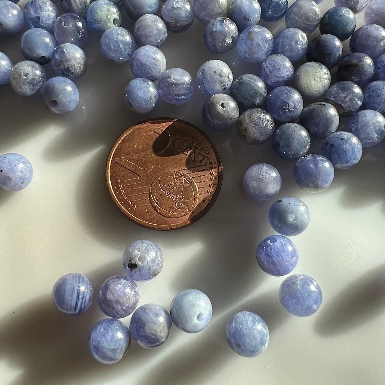 Perles rondes lisses de Tanzanite de 6 mm ( lot de 8 )