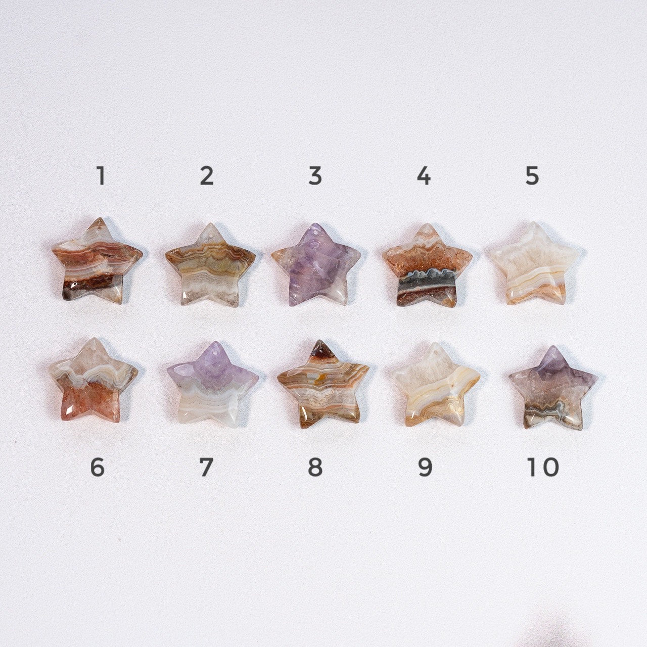 Pendentifs étoiles lisses en Améthyste et agate de 26 mm ( à l&