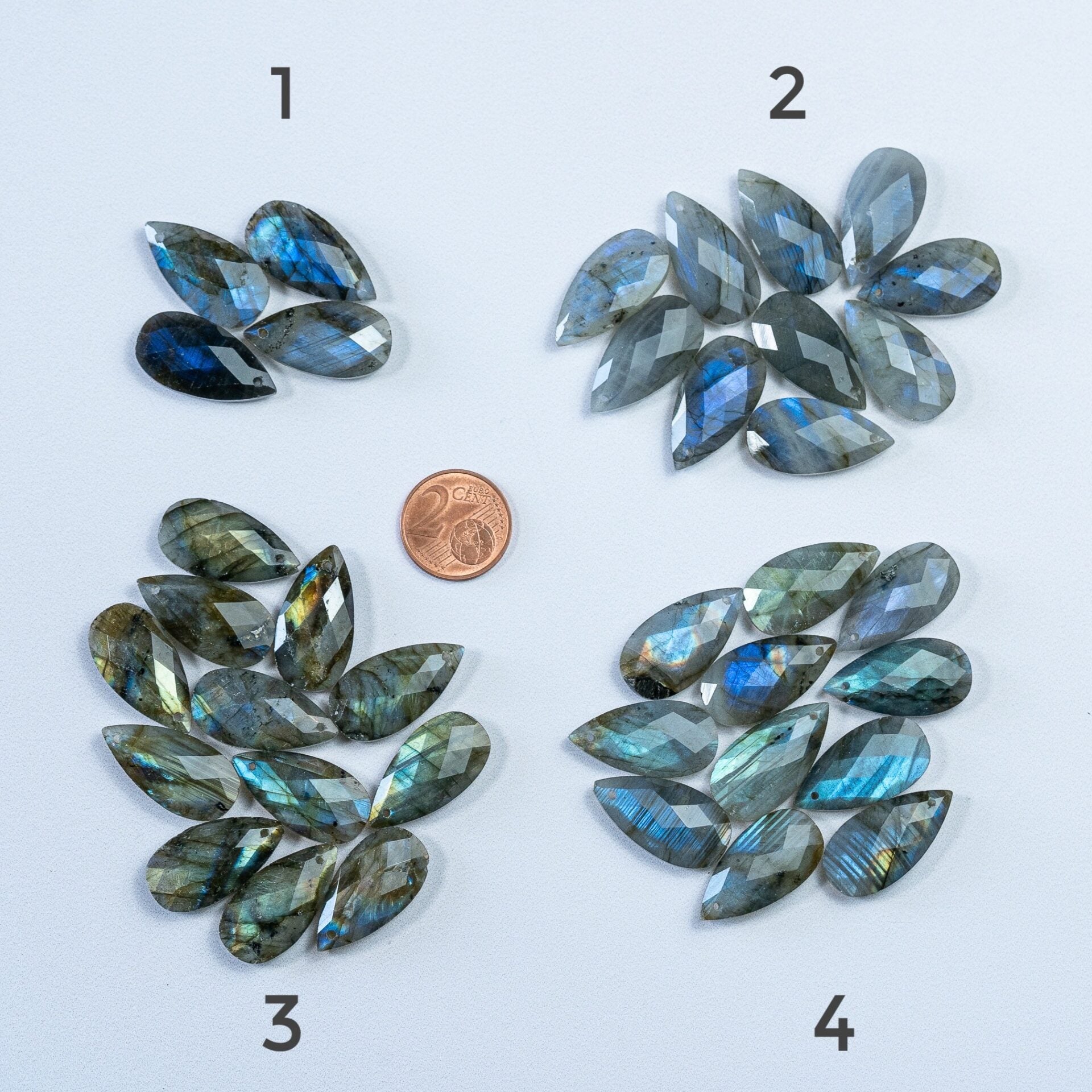 Pendentifs gouttes facettes de Labradorite de 25 mm ( à l&