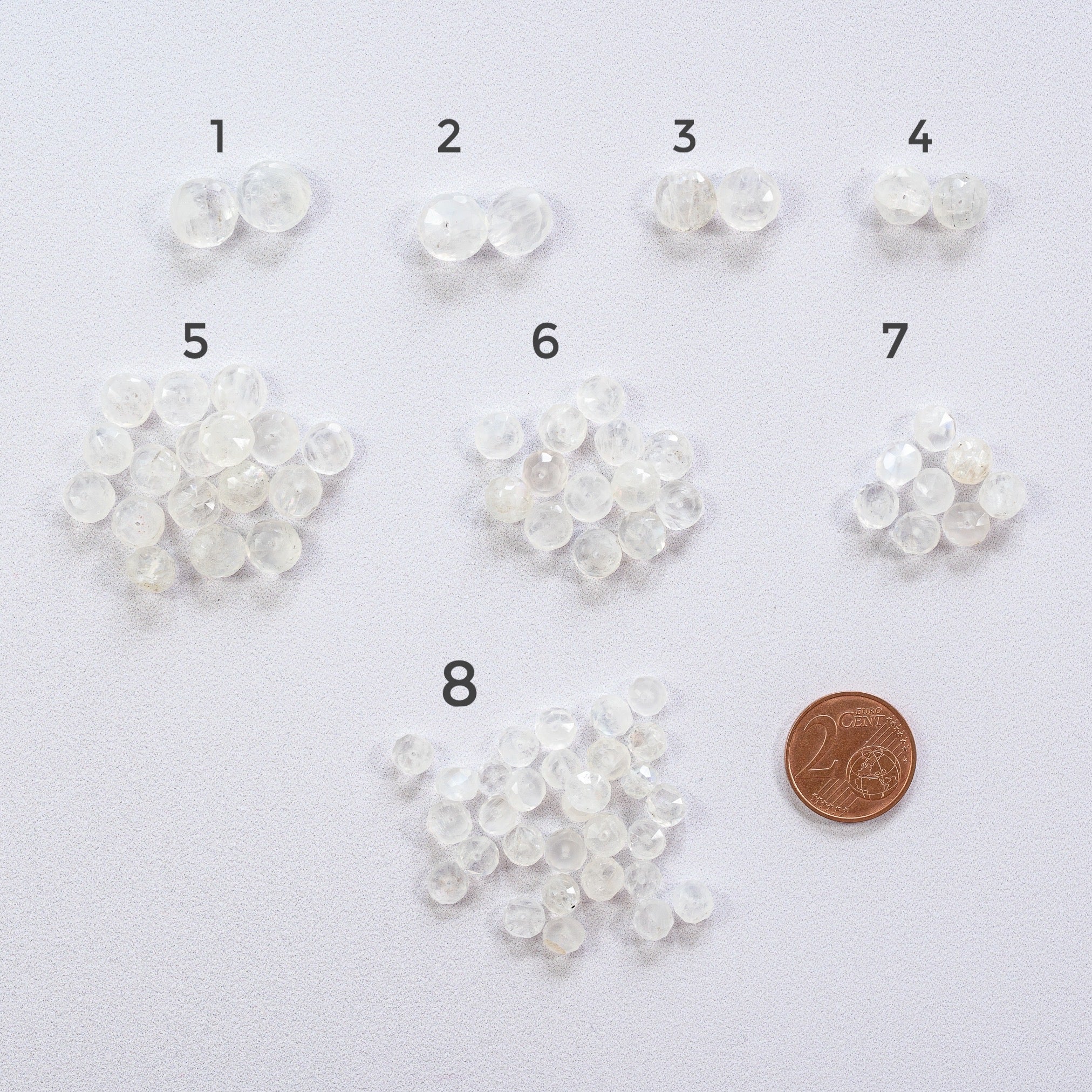 Perles rondelles facettes de Labradorite blanche de env 5,5 à 10 mm ( lot de 2 ou 4 )