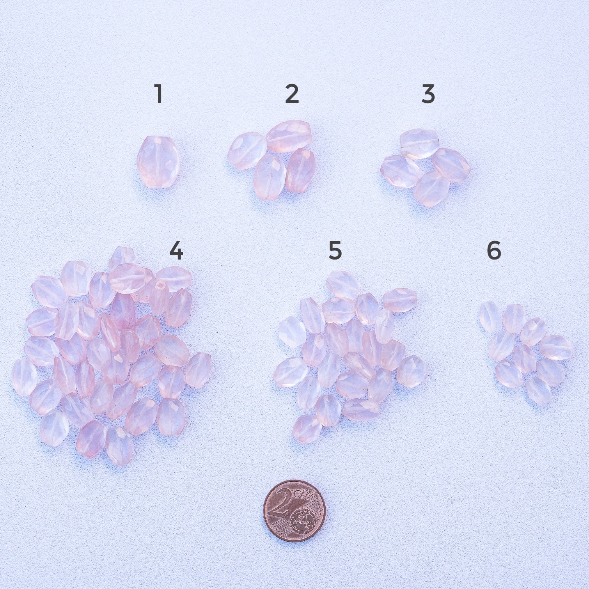 Perles pépites facettes de Quartz rose de 7 à 15 mm ( lot de 2 ou 4 perles )