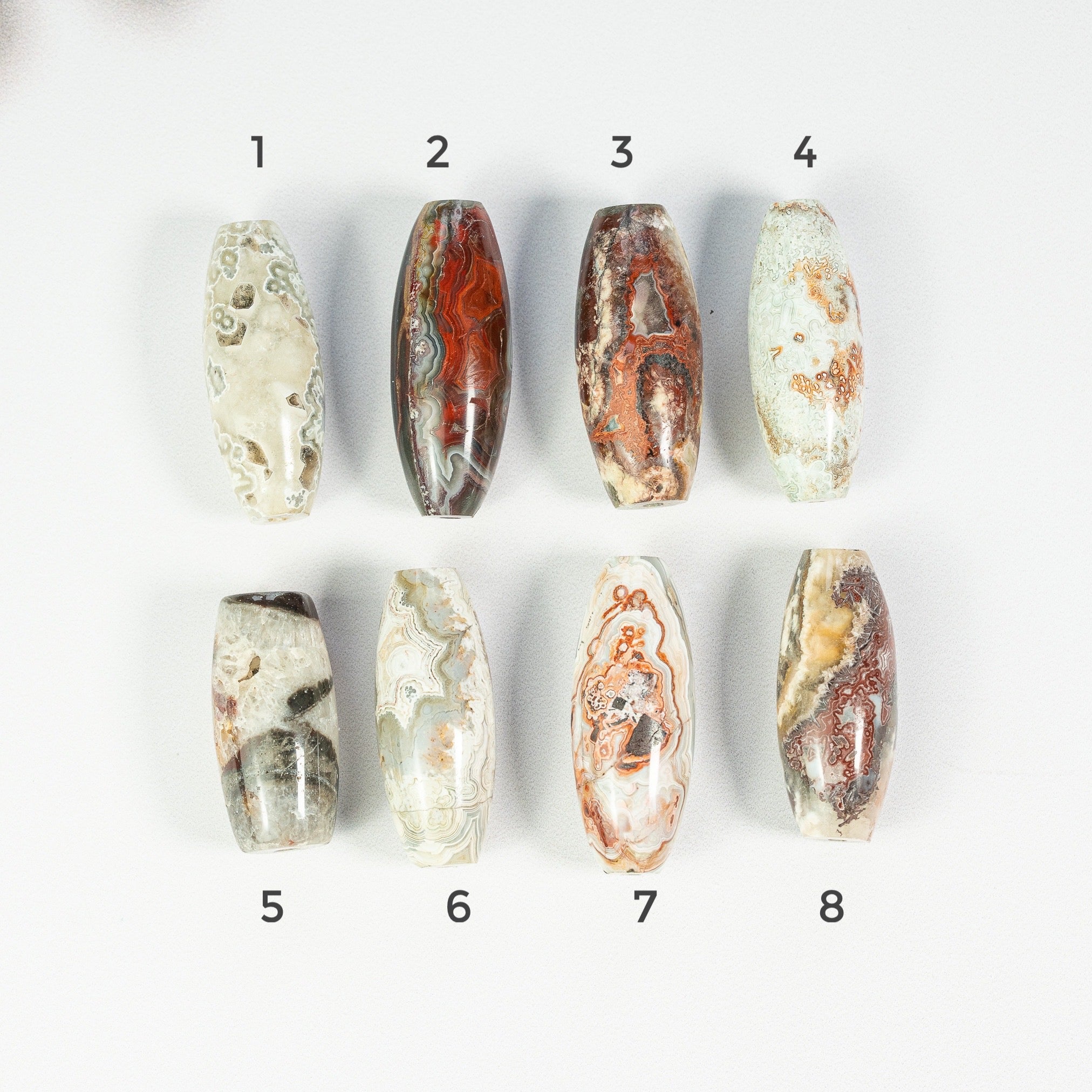 Grandes perles en agate folle mexicaine de env 45 mm ( à l&