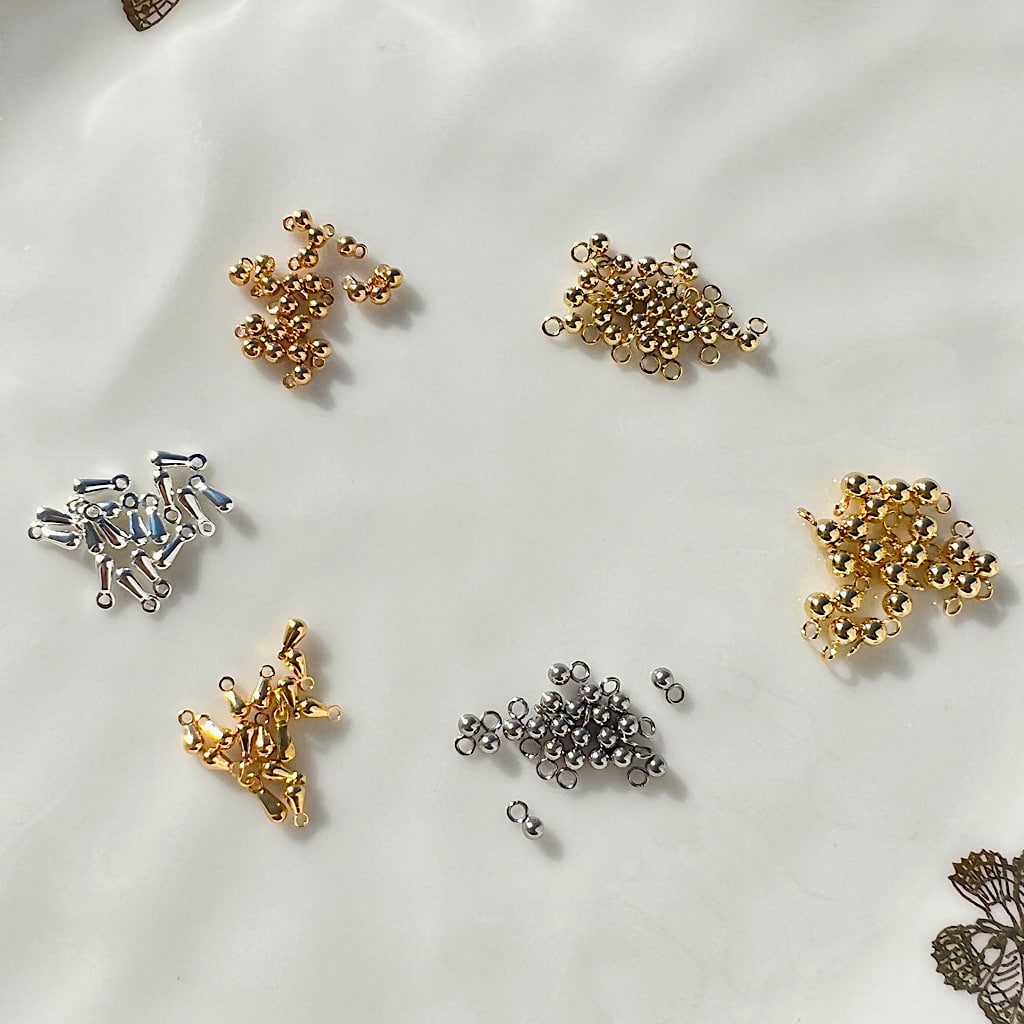 Breloques pampilles boules en acier inoxydable couleur acier de 5,5 mm ( lot de 6 )