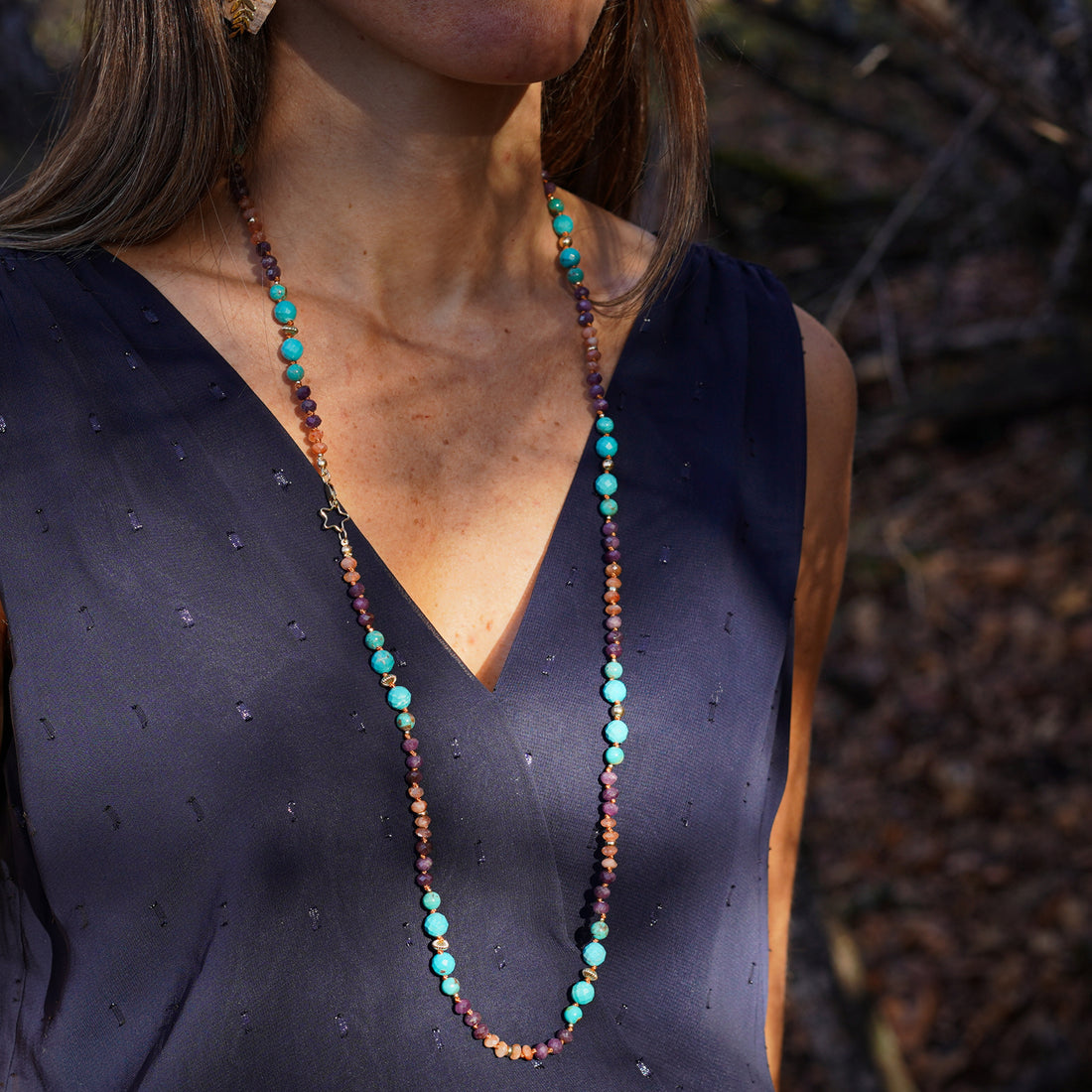 Perles rondes facettes grade A de Turquoise naturelle Arizona de 8 mm ( lot de 2 )