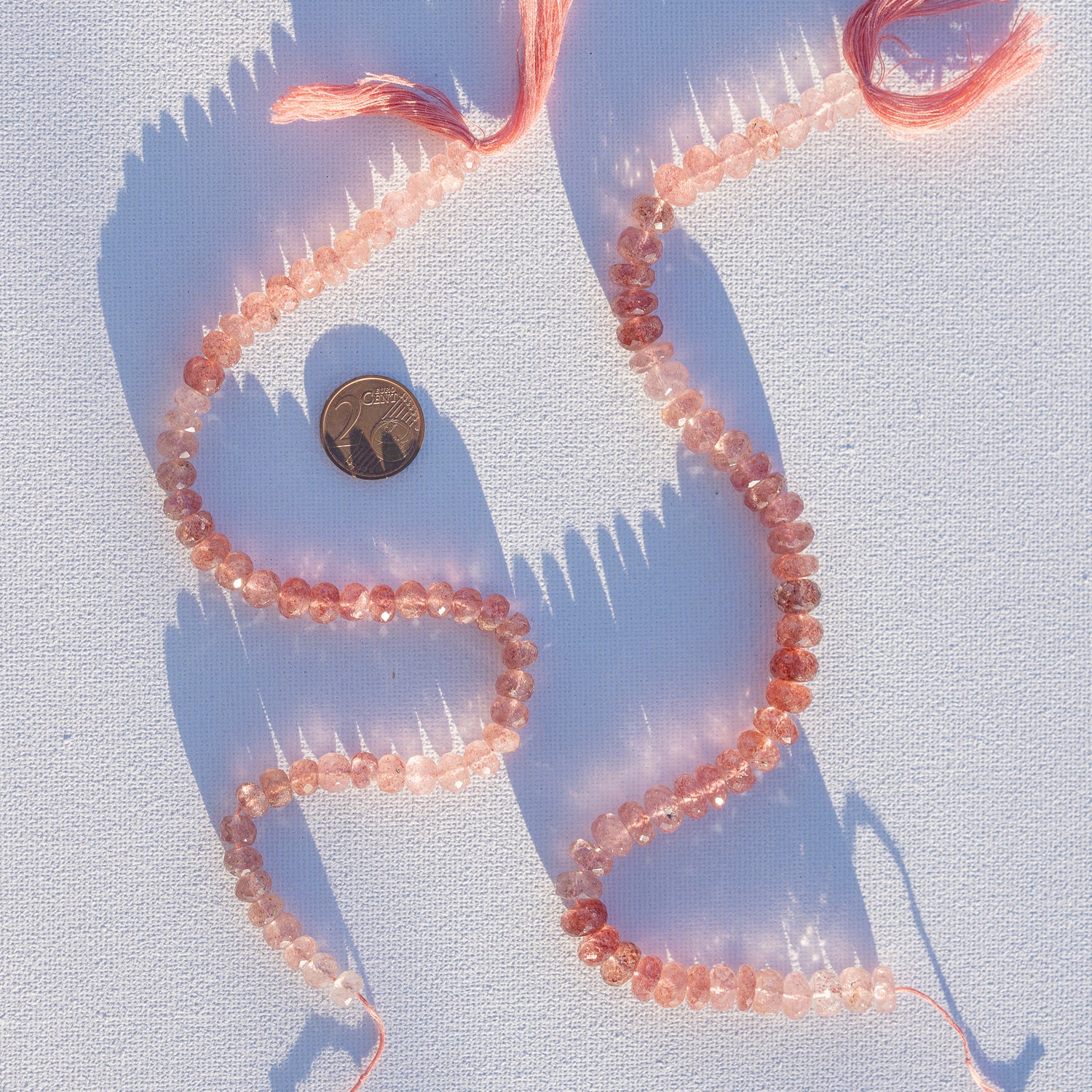 Fil de 25 cm de perles rondelles facettes de Quartz fraise de env 7/8,5 x 4,5/6,5 mm
