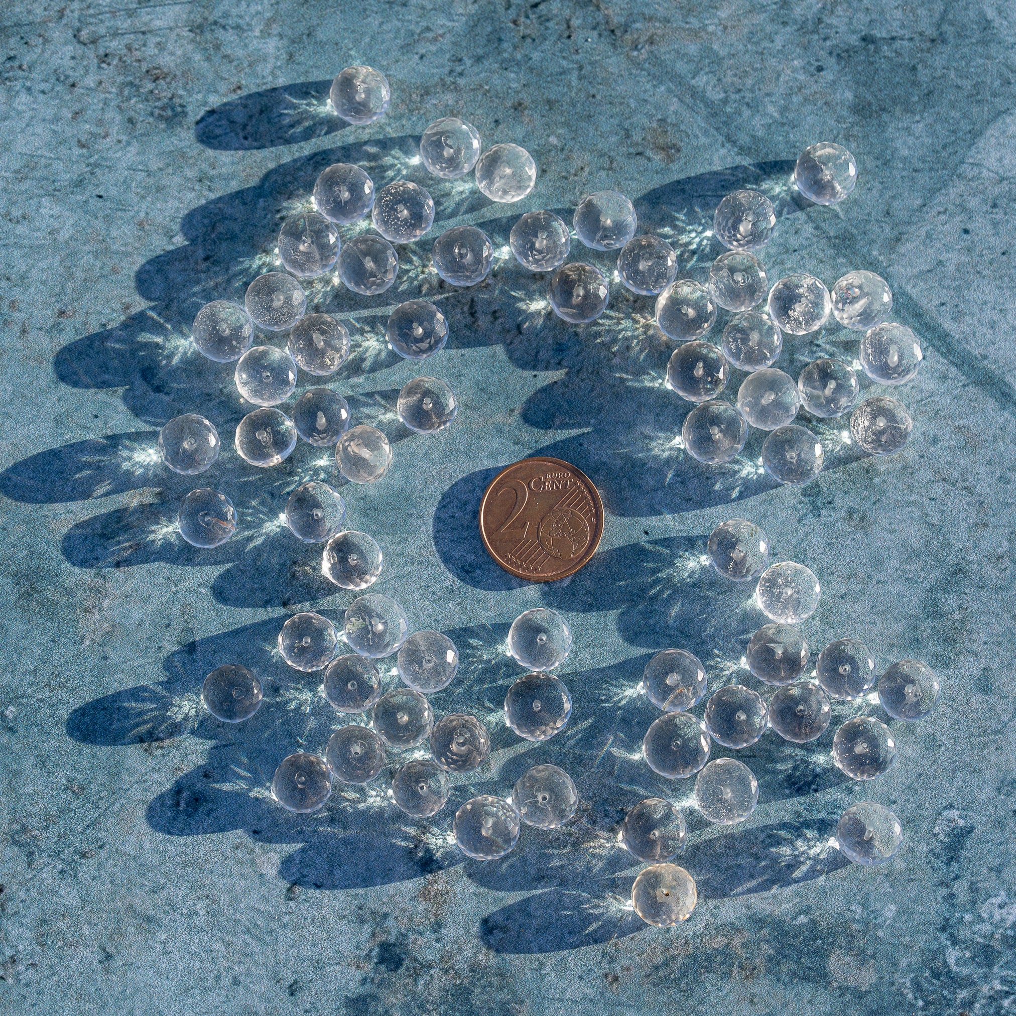 Perles rondelles facettes de cristal de roche de env 9 x 5/7 mm ( lot de 2 )