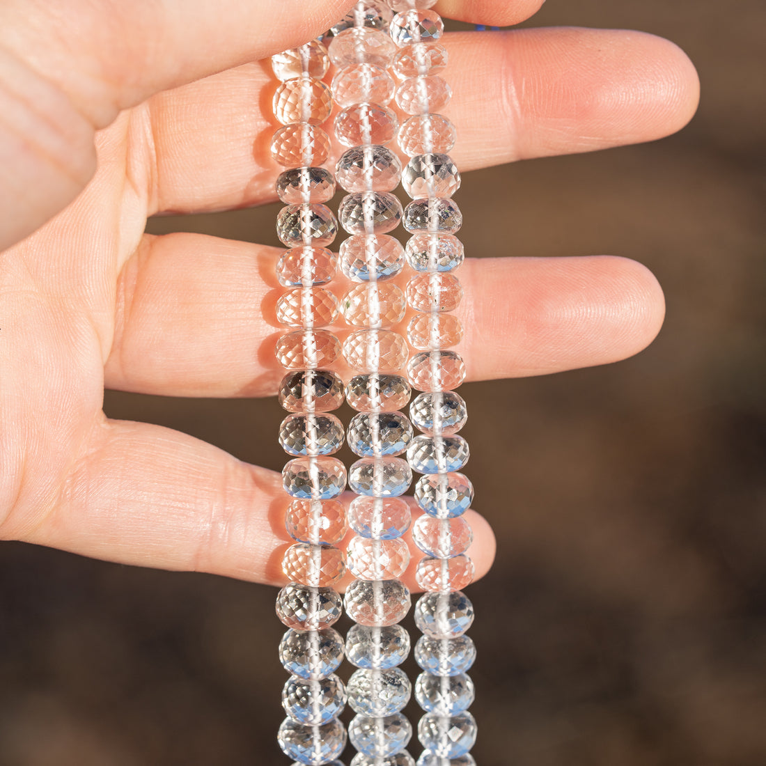 Perles rondelles facettes de cristal de roche de env 9 x 5/7 mm ( lot de 2 )