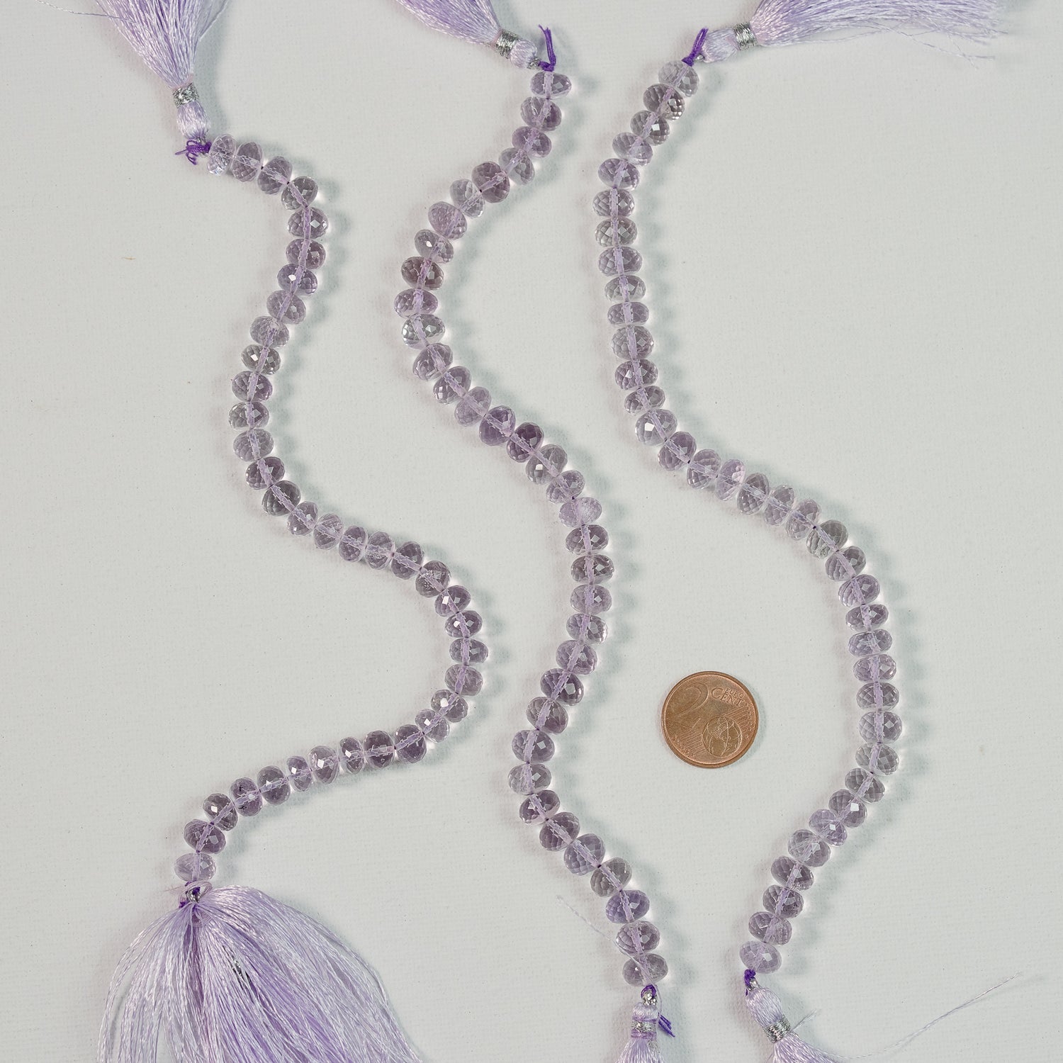Fils de 20 cm de perles rondelles facettes en Améthyste lilas de 7/8,5 x 5/7 mm au choix