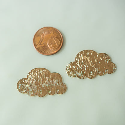 Breloques connecteurs nuages en laiton plaqué or 18k de 30 mm ( à l&